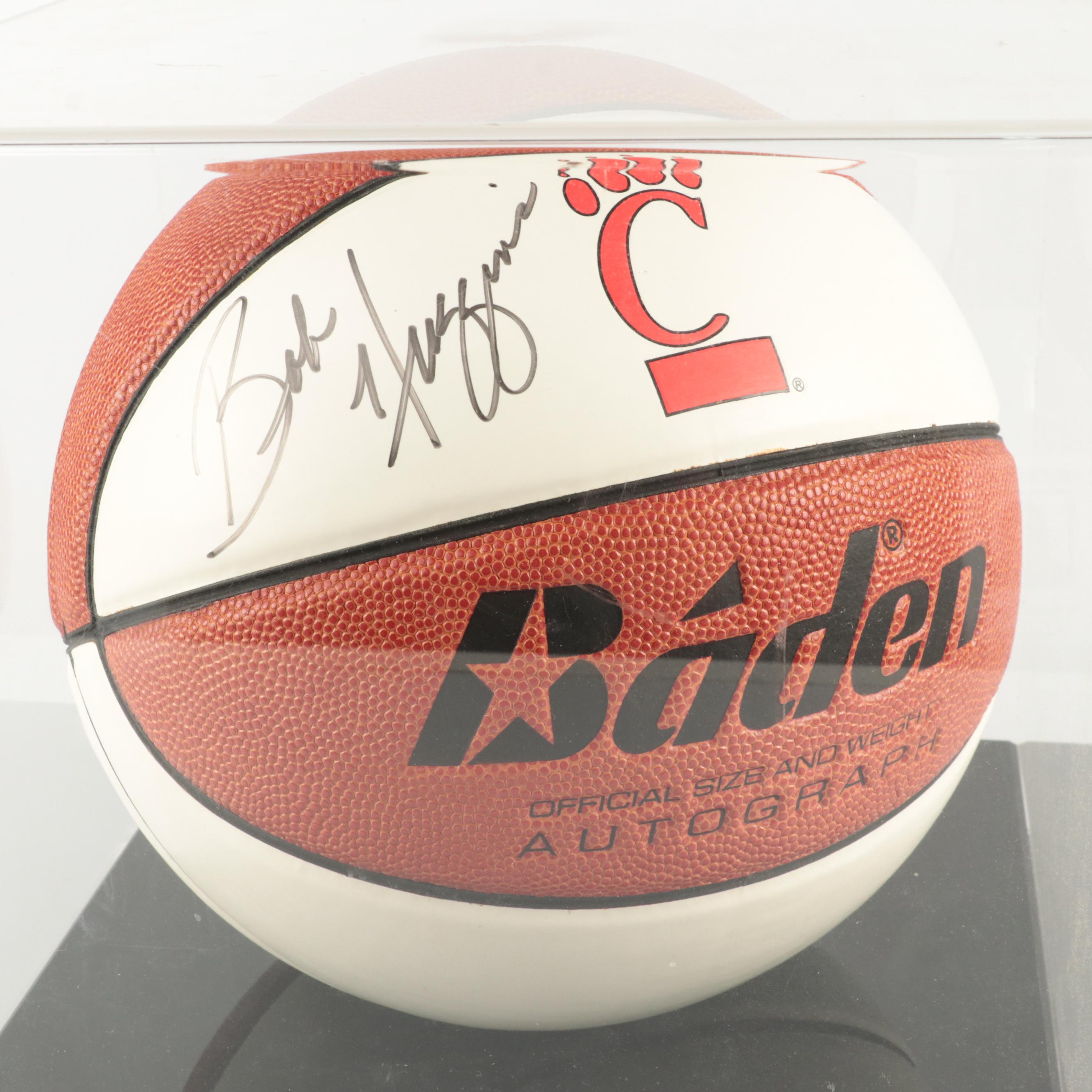 Bob Huggins Signed Cincinnati Bearcats Baden Basketball with Display