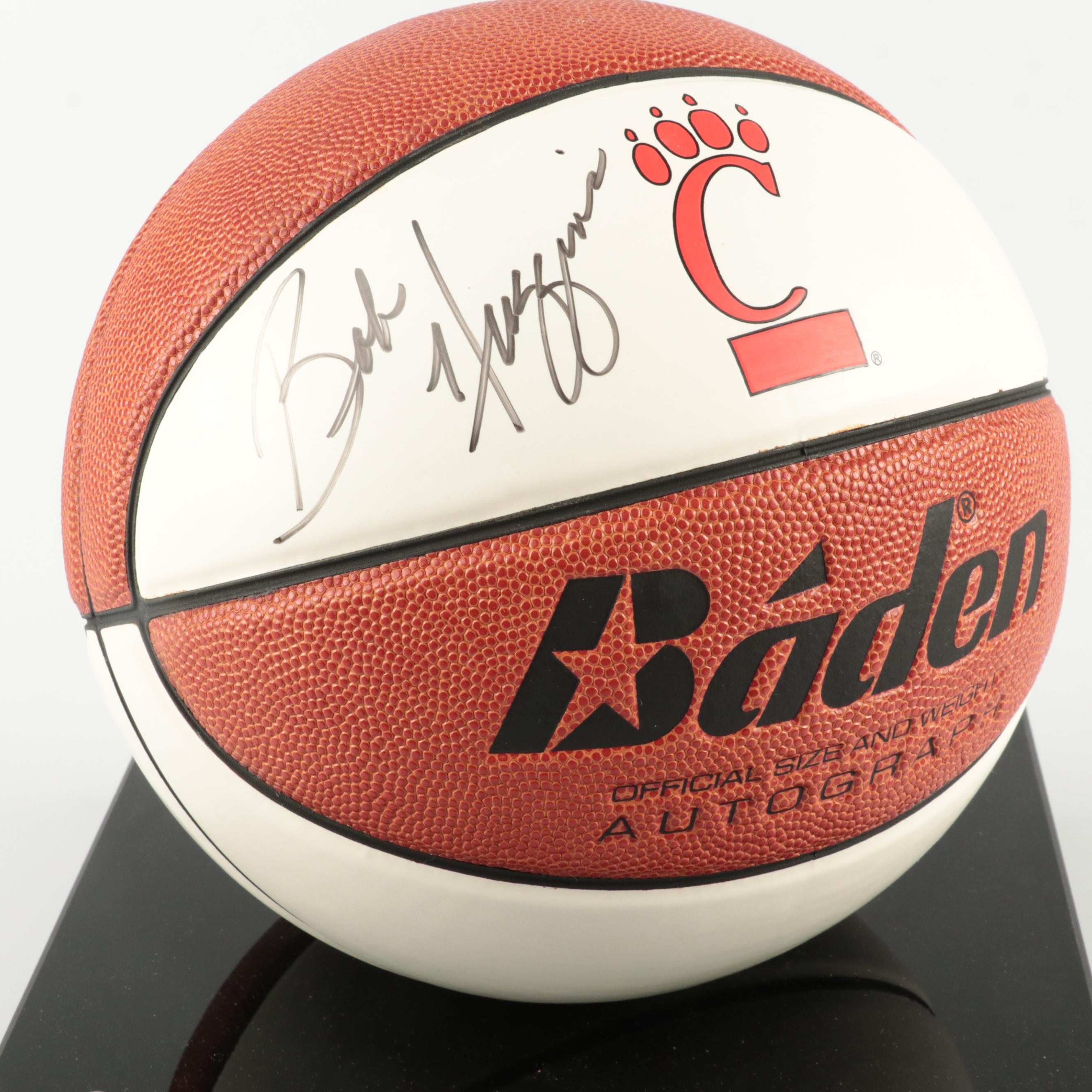 Bob Huggins Signed Cincinnati Bearcats Baden Basketball with Display