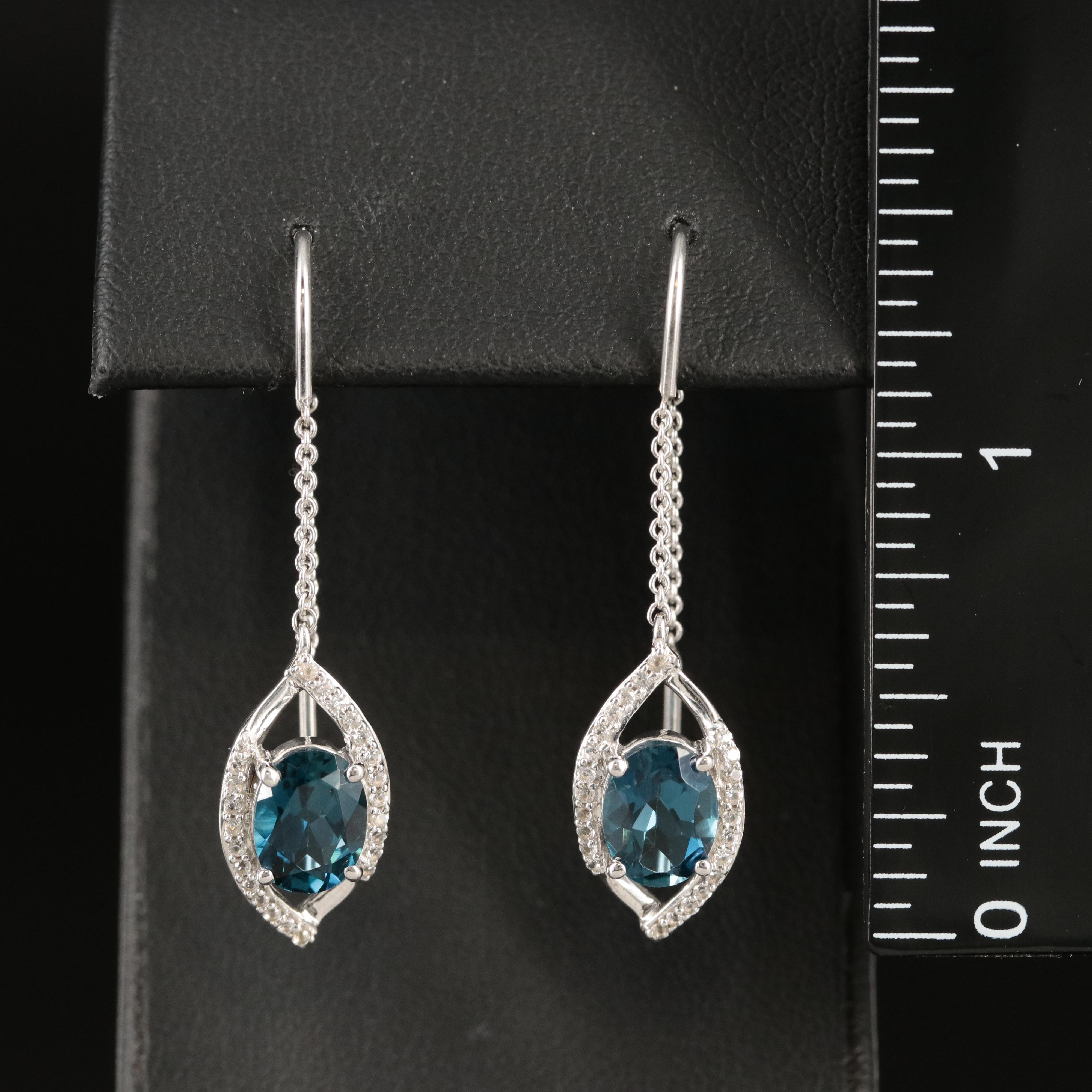Sterling Topaz and Sapphire Threaded Dangle Earrings