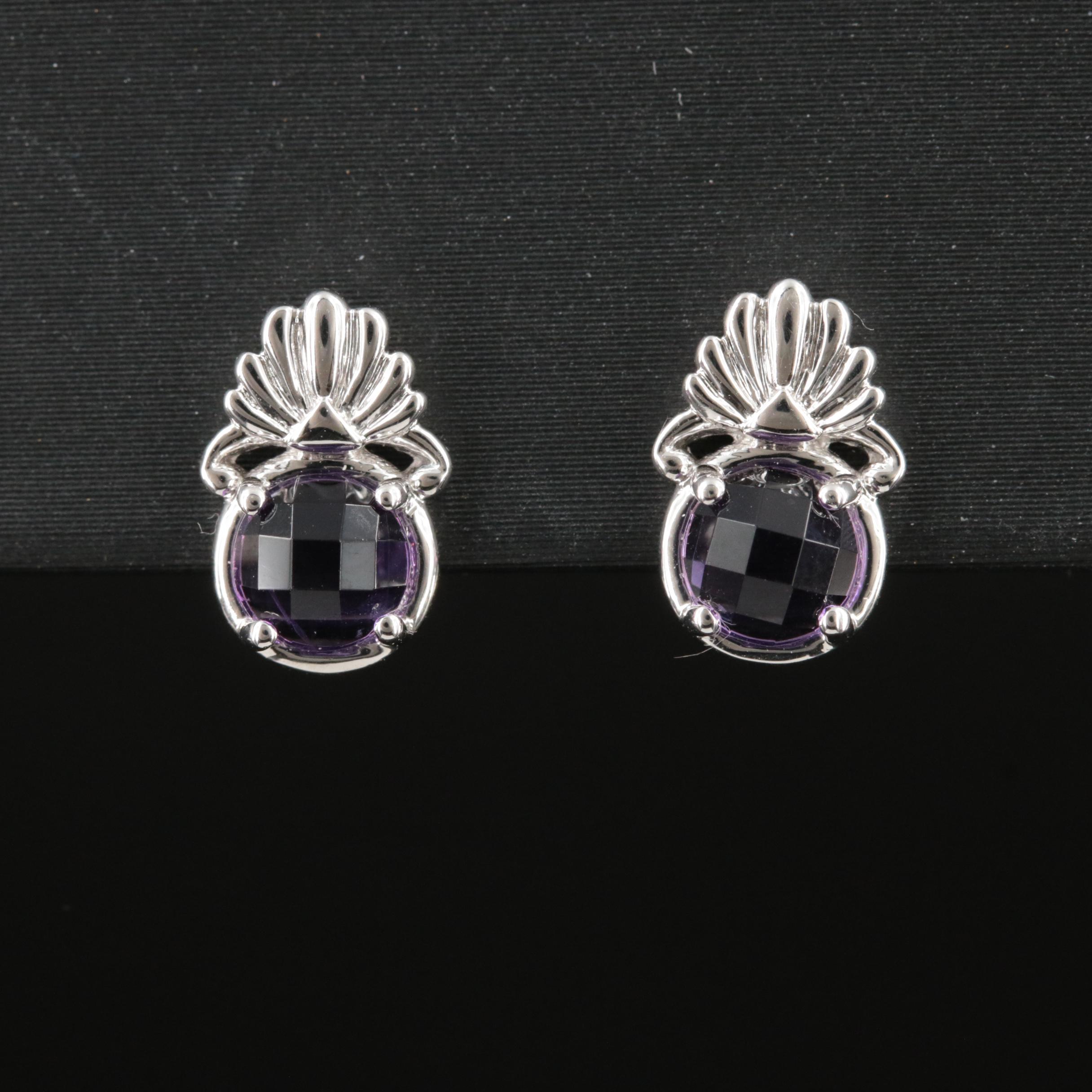 Sterling Amethyst Stud Earrings