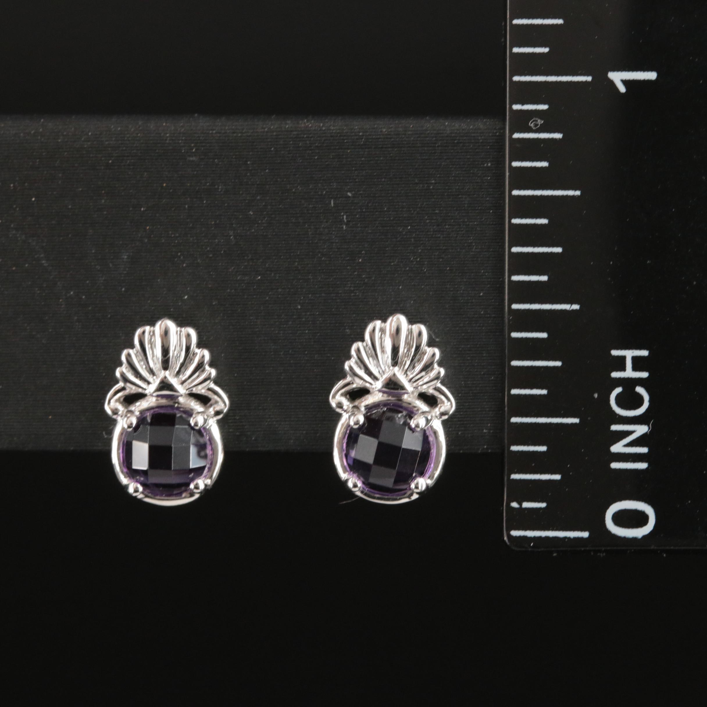 Sterling Amethyst Stud Earrings