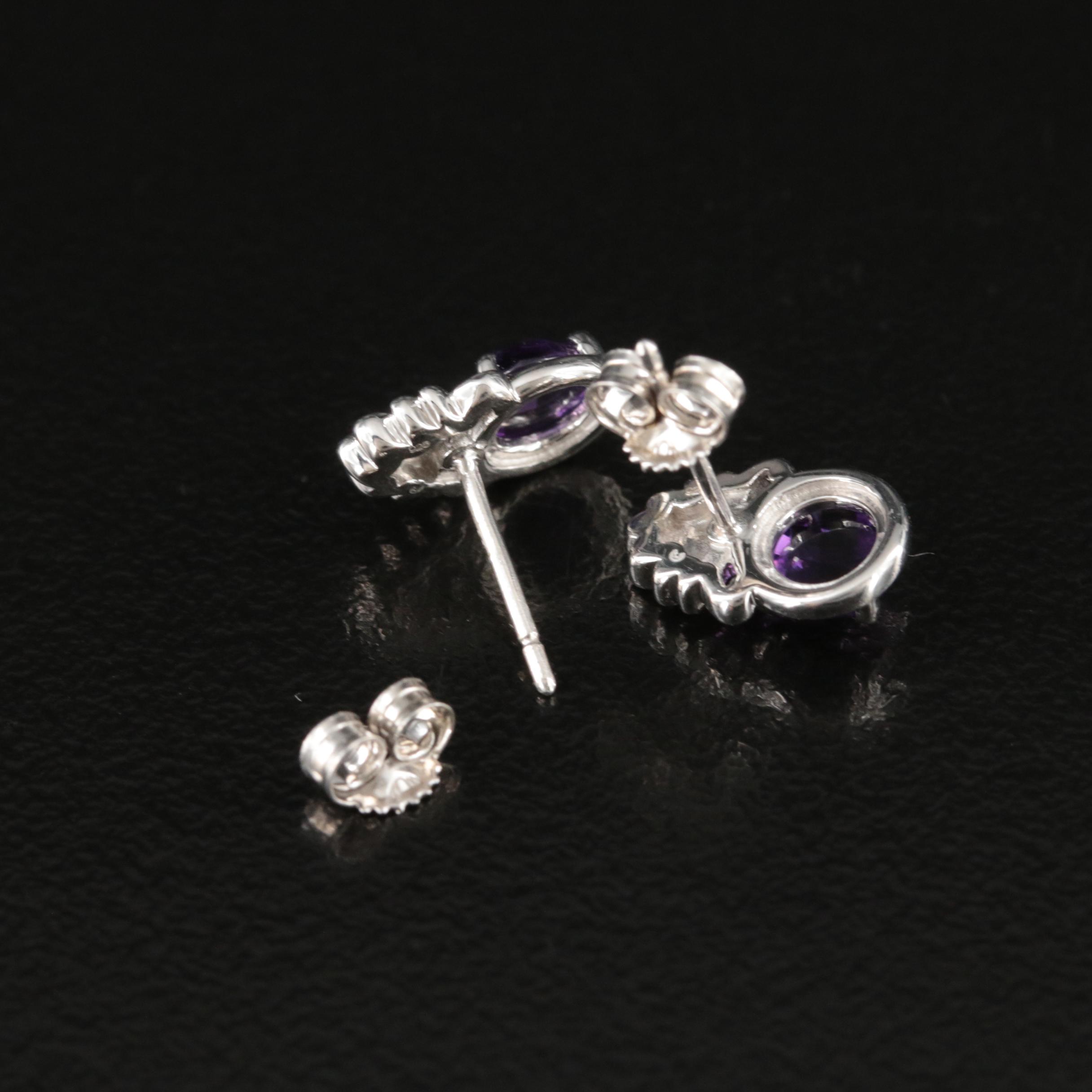 Sterling Amethyst Stud Earrings