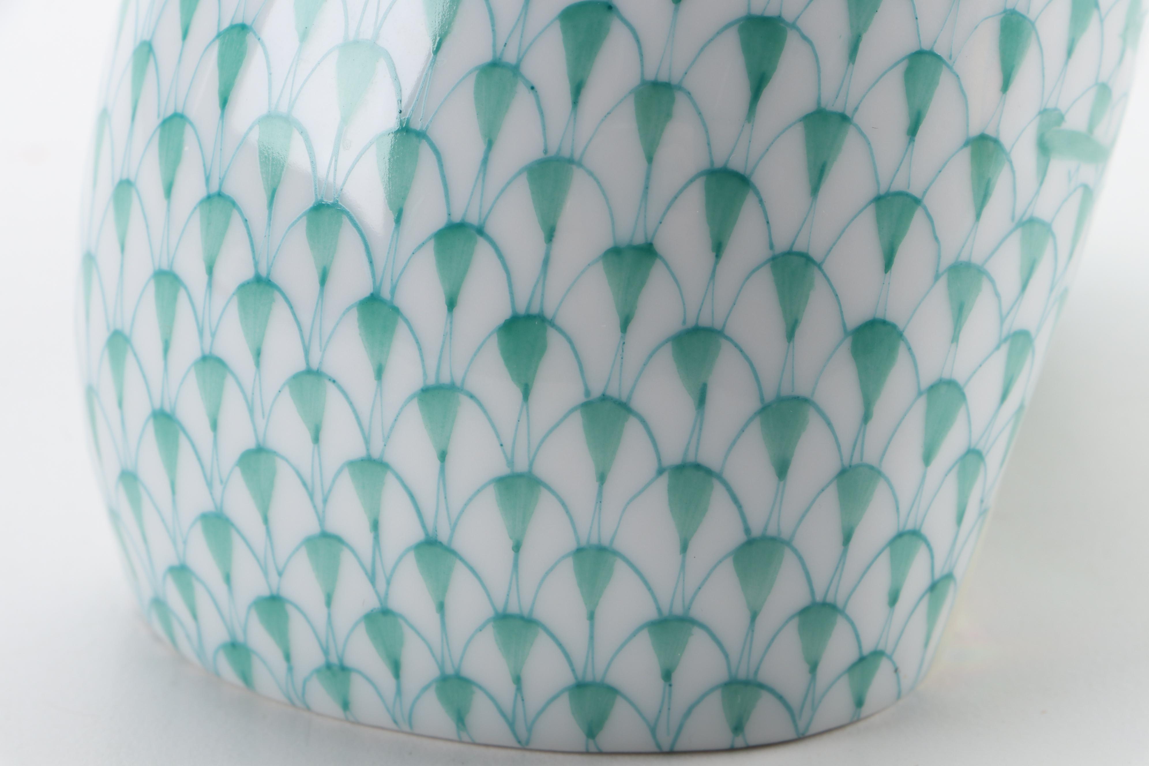 Herend Green Fishnet With Gold "Nautilus Shell" Porcelain Figurine