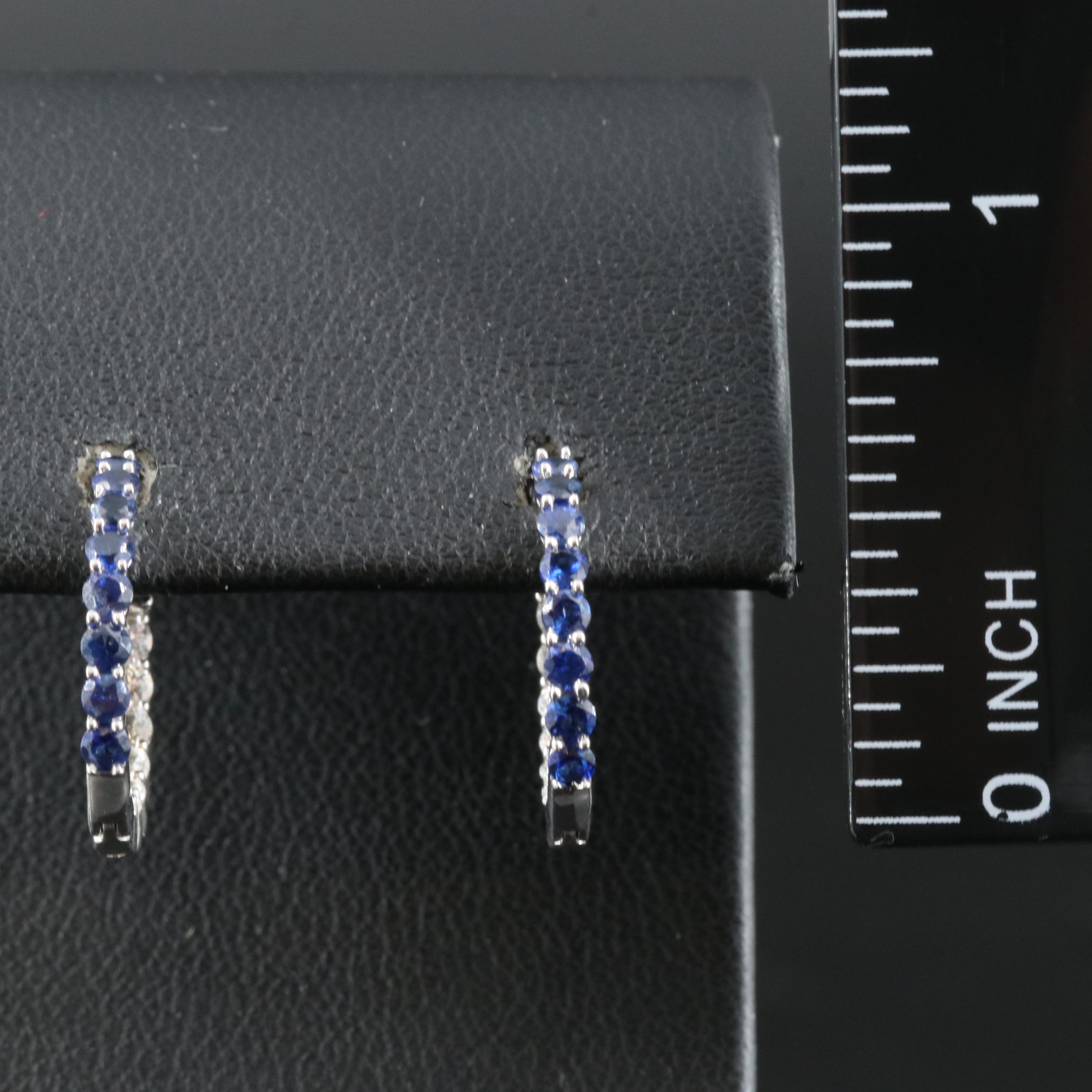 Sterling Silver Sapphire Inside-Out Hoop Earrings