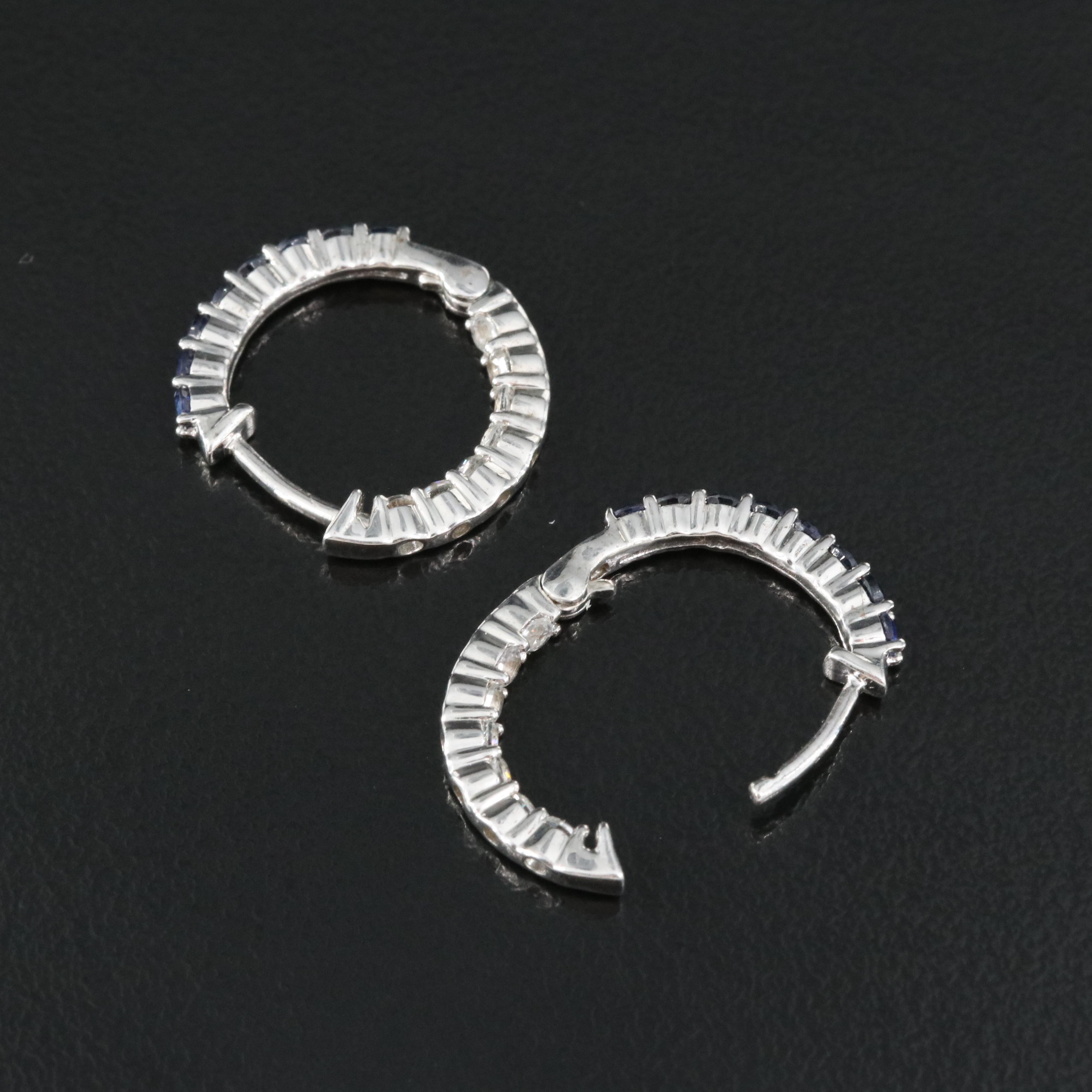 Sterling Silver Sapphire Inside-Out Hoop Earrings