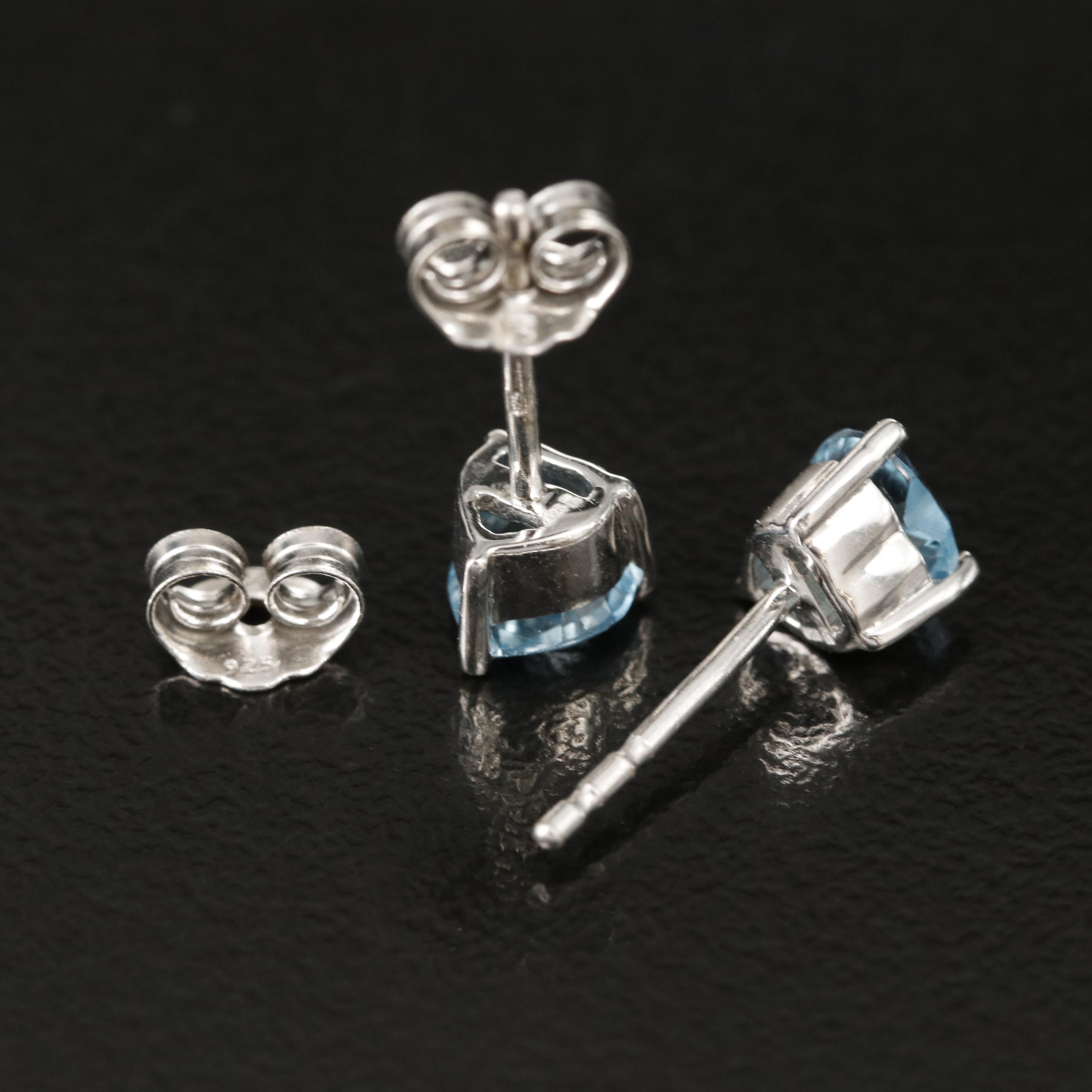 Sterling Silver Topaz Stud Earrings