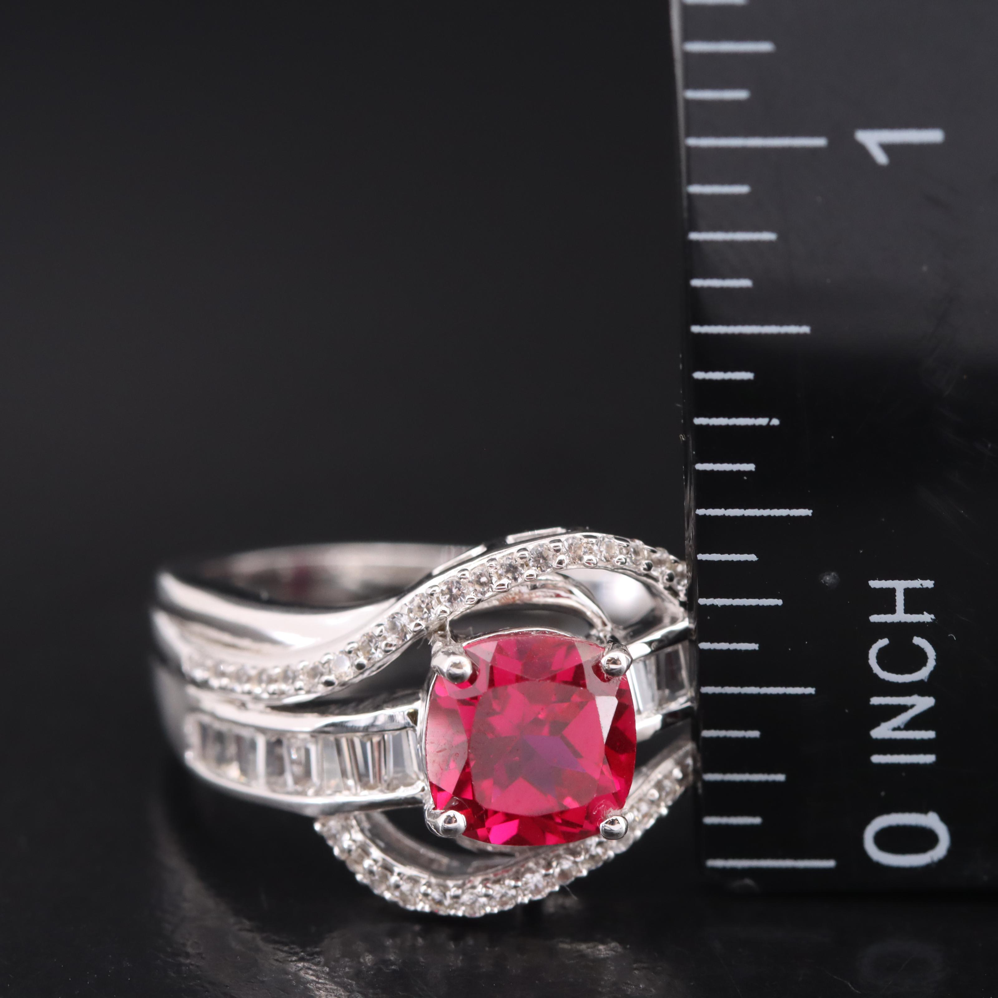Sterling Ruby and White Sapphire Ring