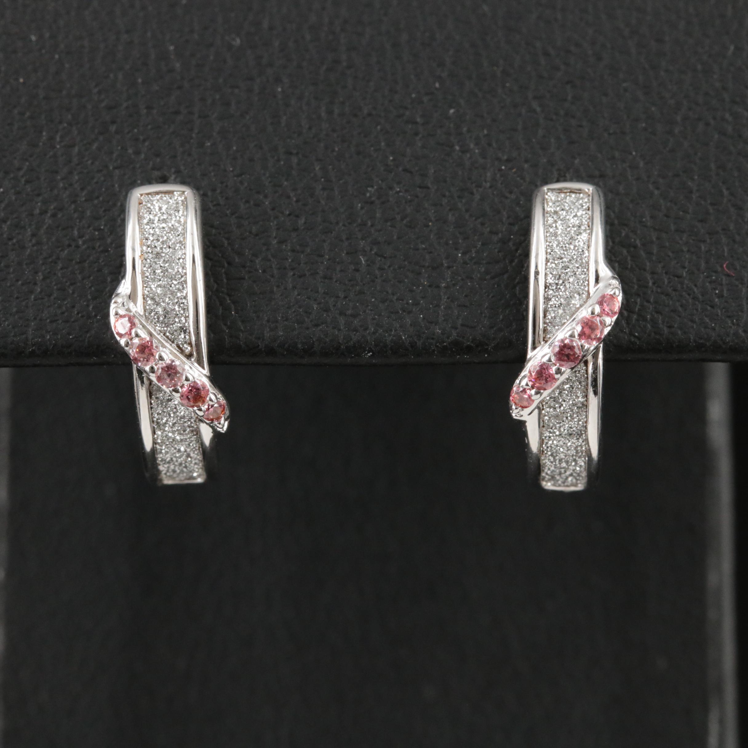 Sterling Cubic Zirconia Half Hoop Earrings