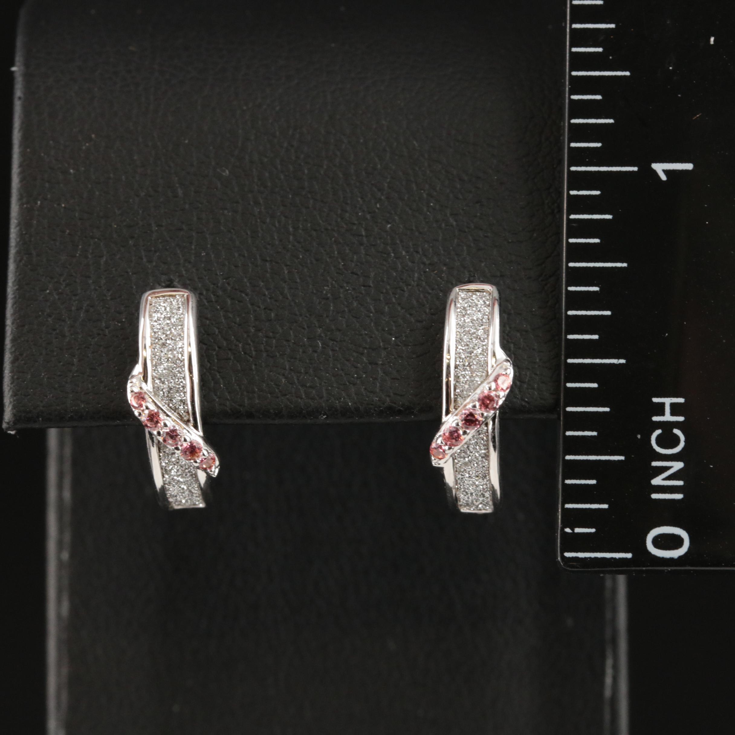 Sterling Cubic Zirconia Half Hoop Earrings