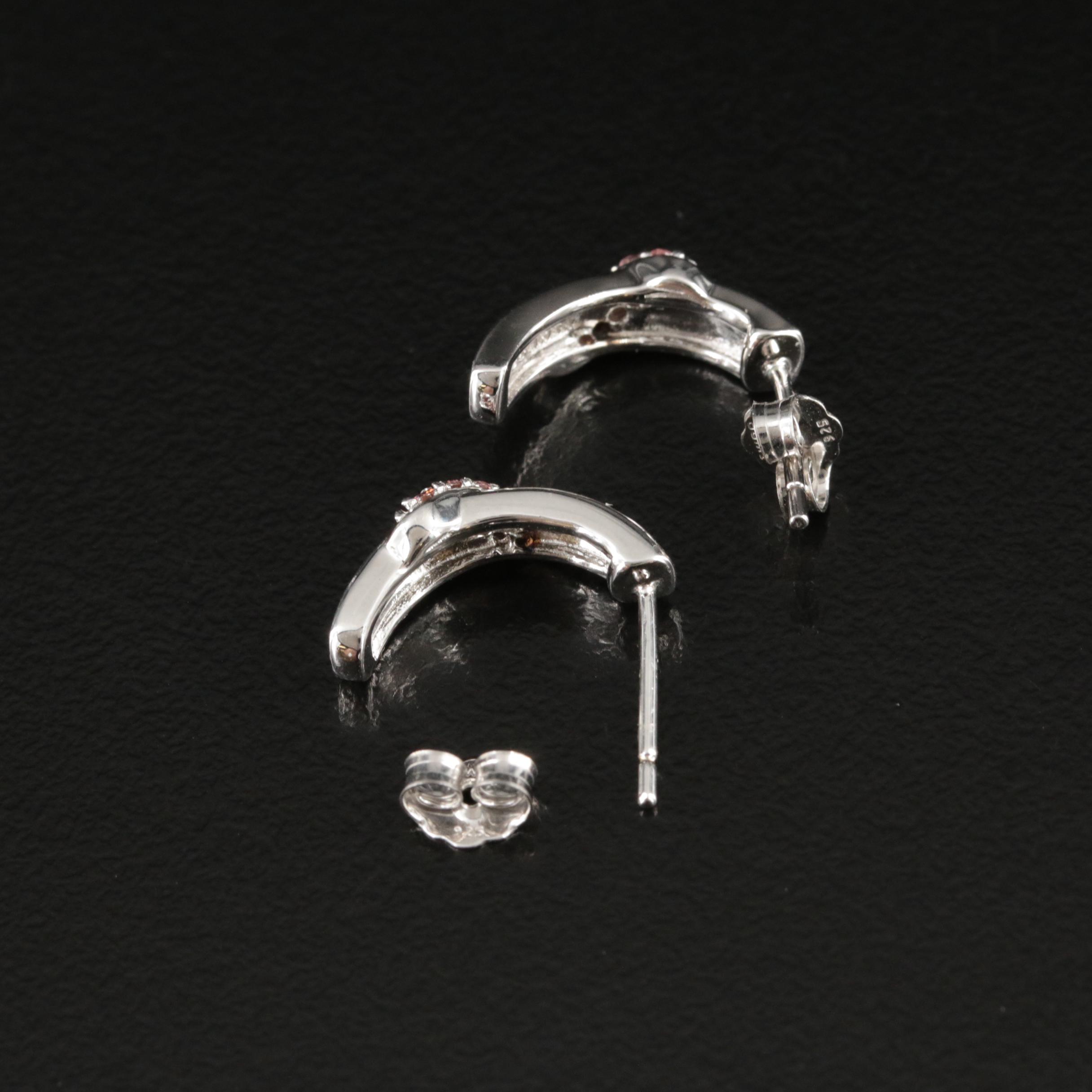 Sterling Cubic Zirconia Half Hoop Earrings