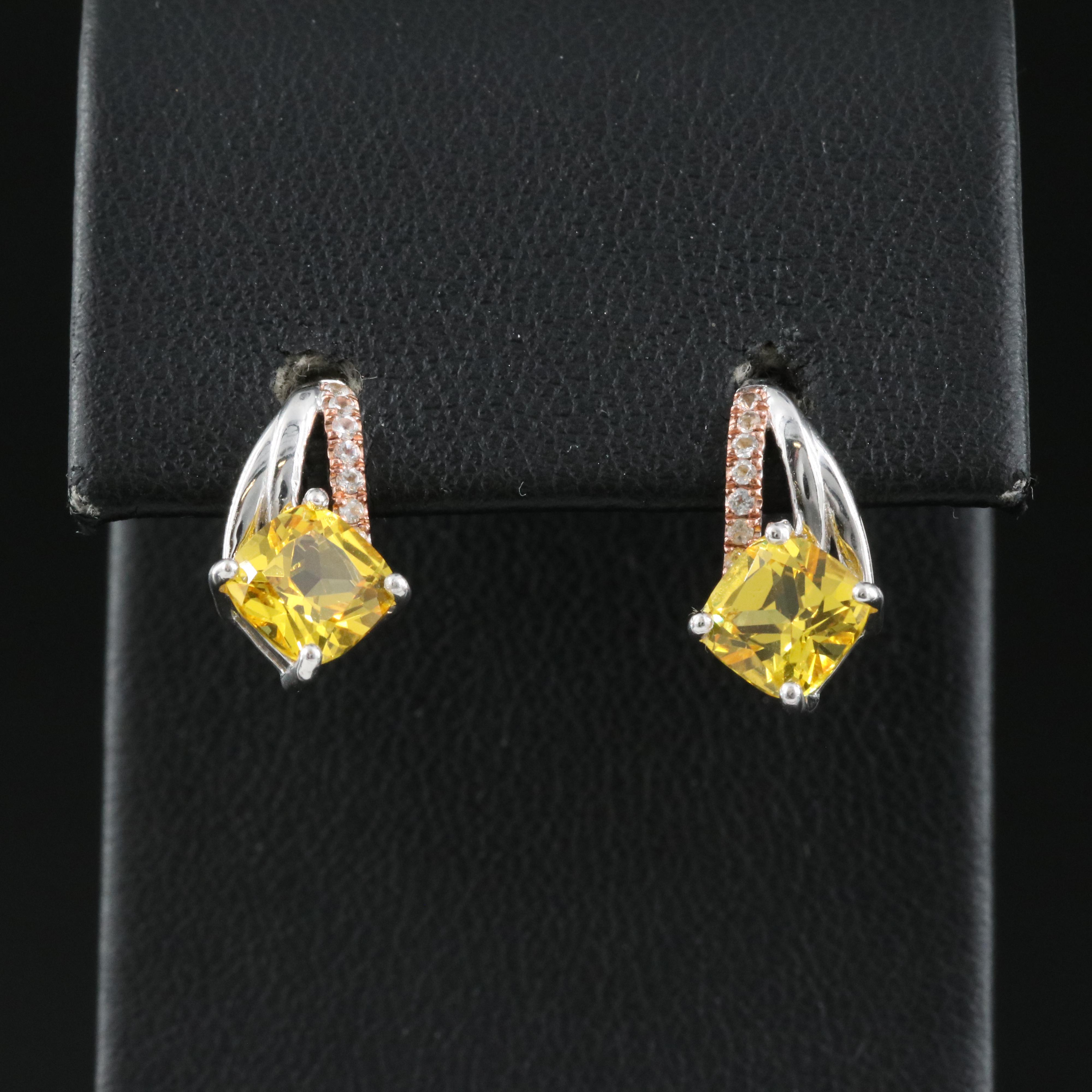 Sterling Silver Sapphire and Topaz Earrings