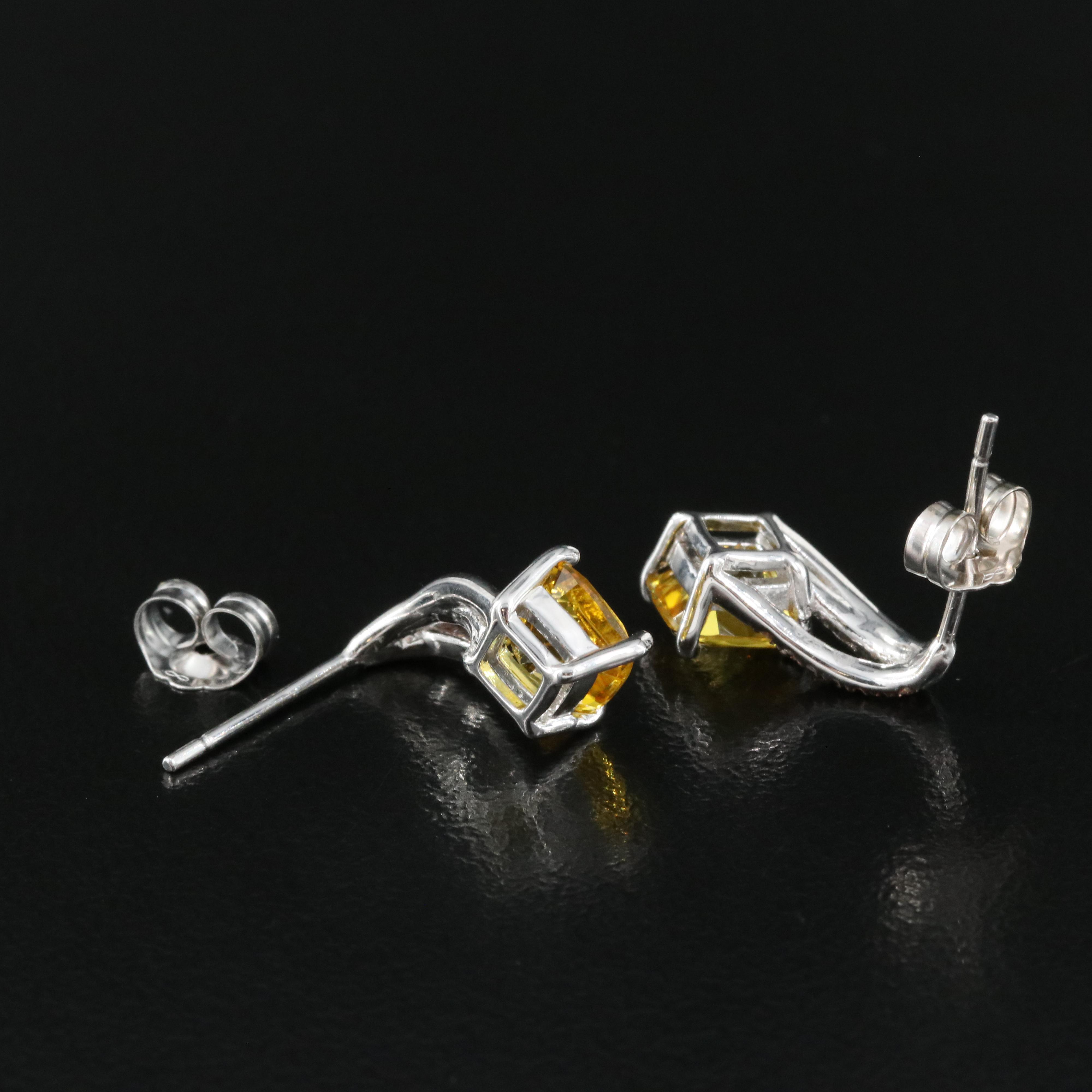 Sterling Silver Sapphire and Topaz Earrings