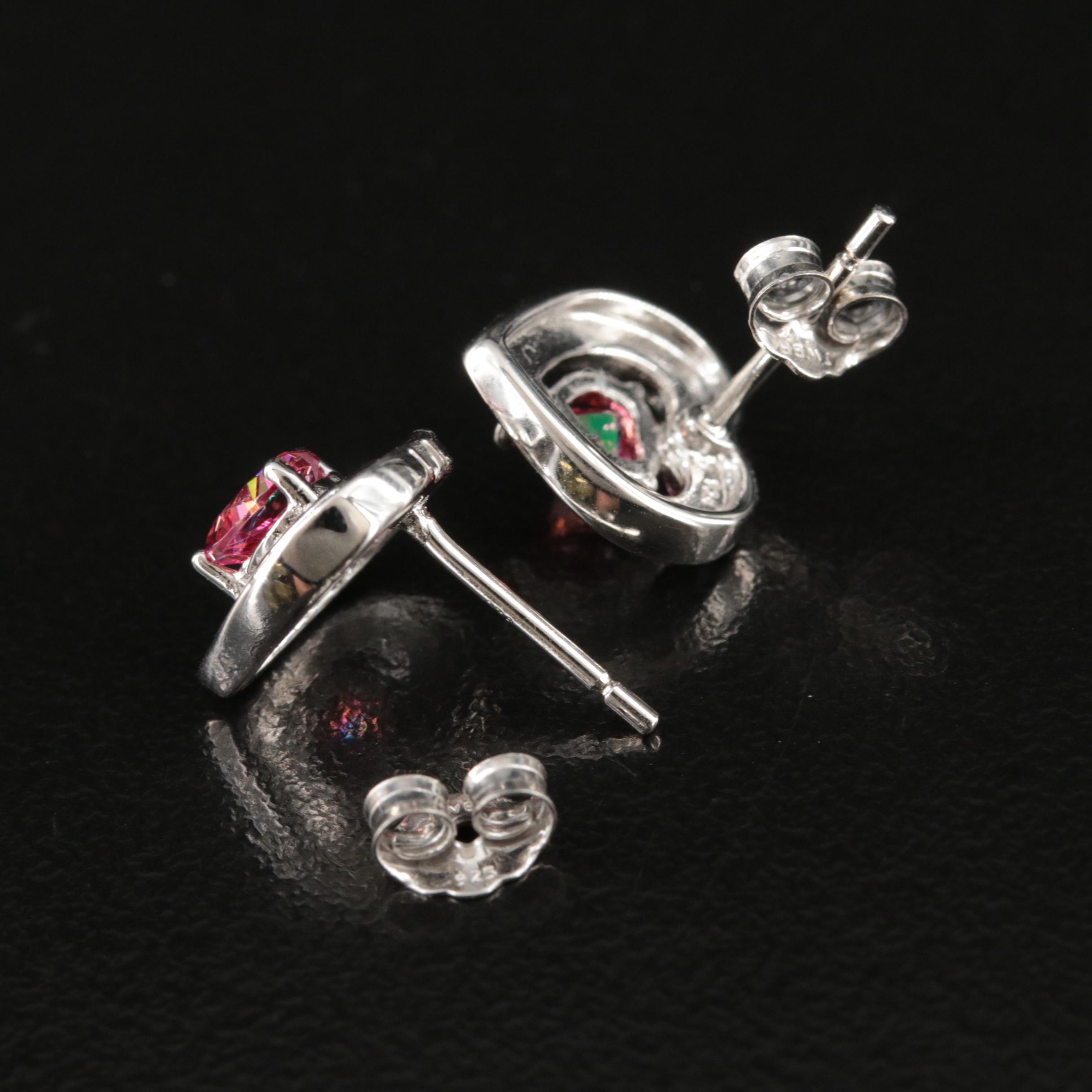 Sterling Cubic Zirconia Heart Stud Earrings