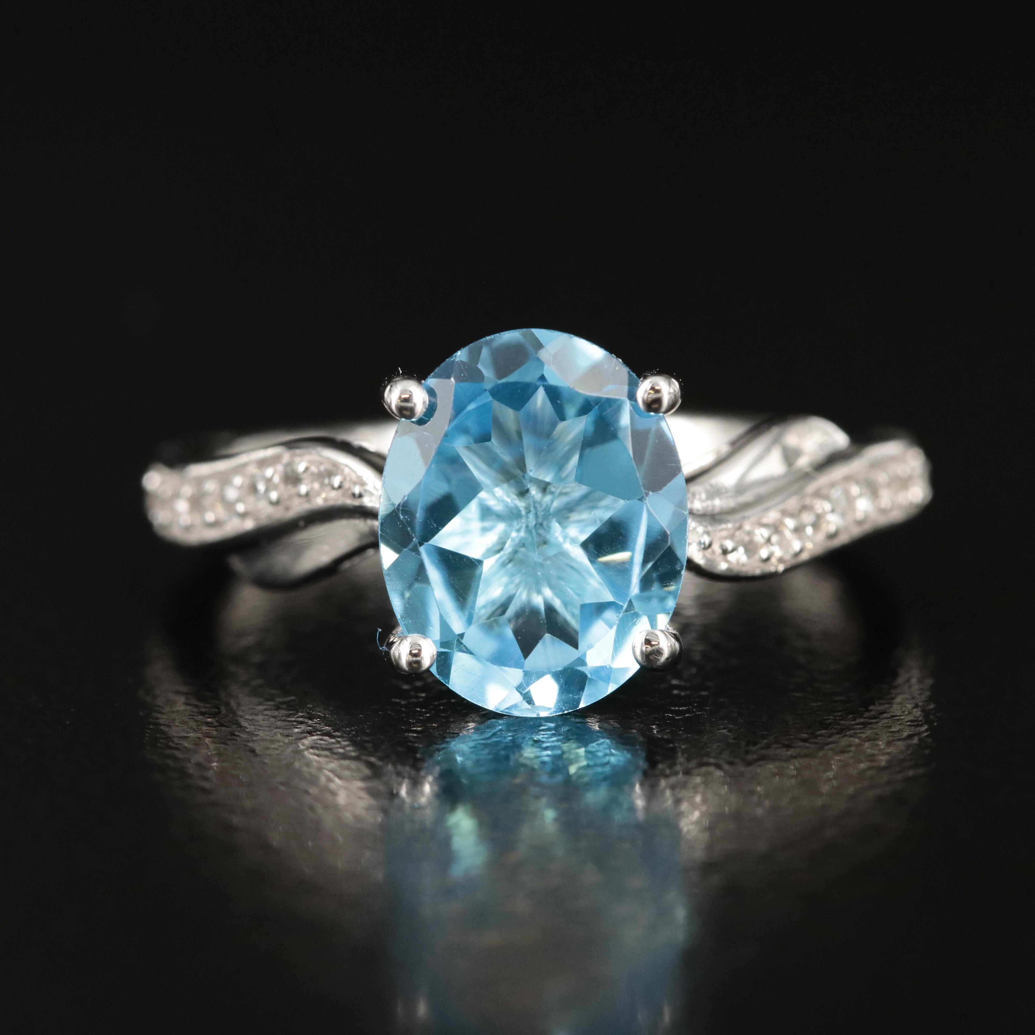 Sterling Swiss Blue Topaz and Sapphire Ring