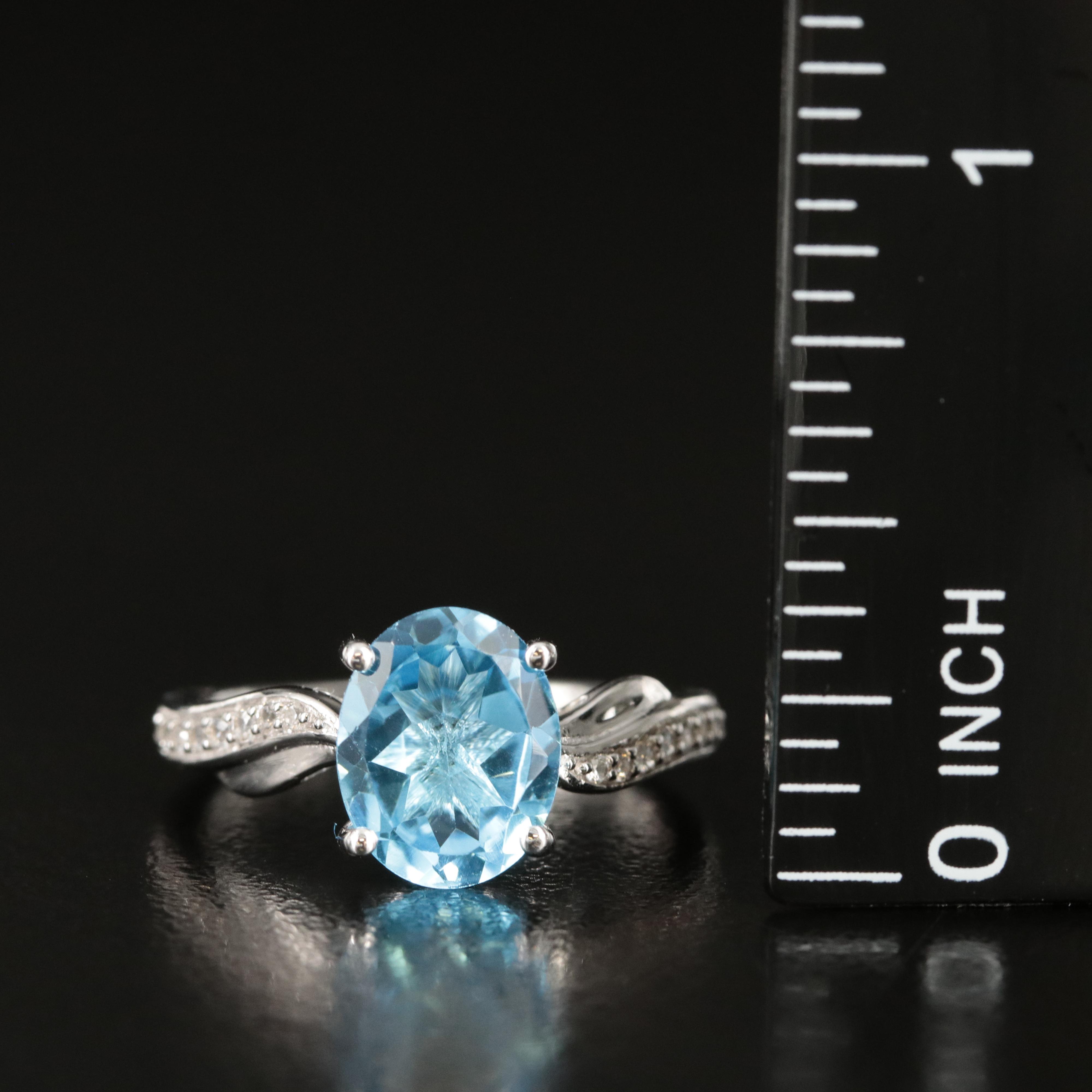 Sterling Swiss Blue Topaz and Sapphire Ring
