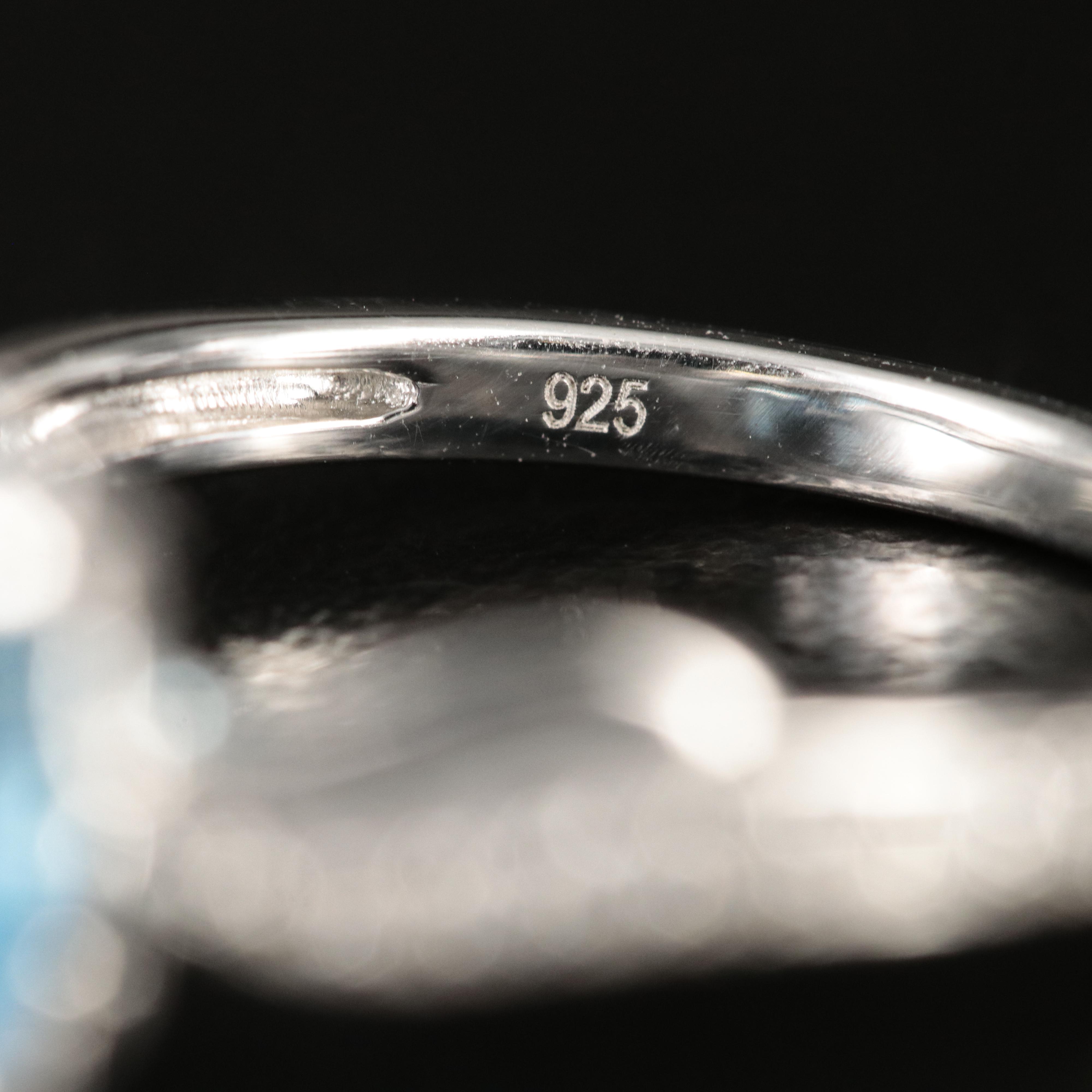 Sterling Swiss Blue Topaz and Sapphire Ring