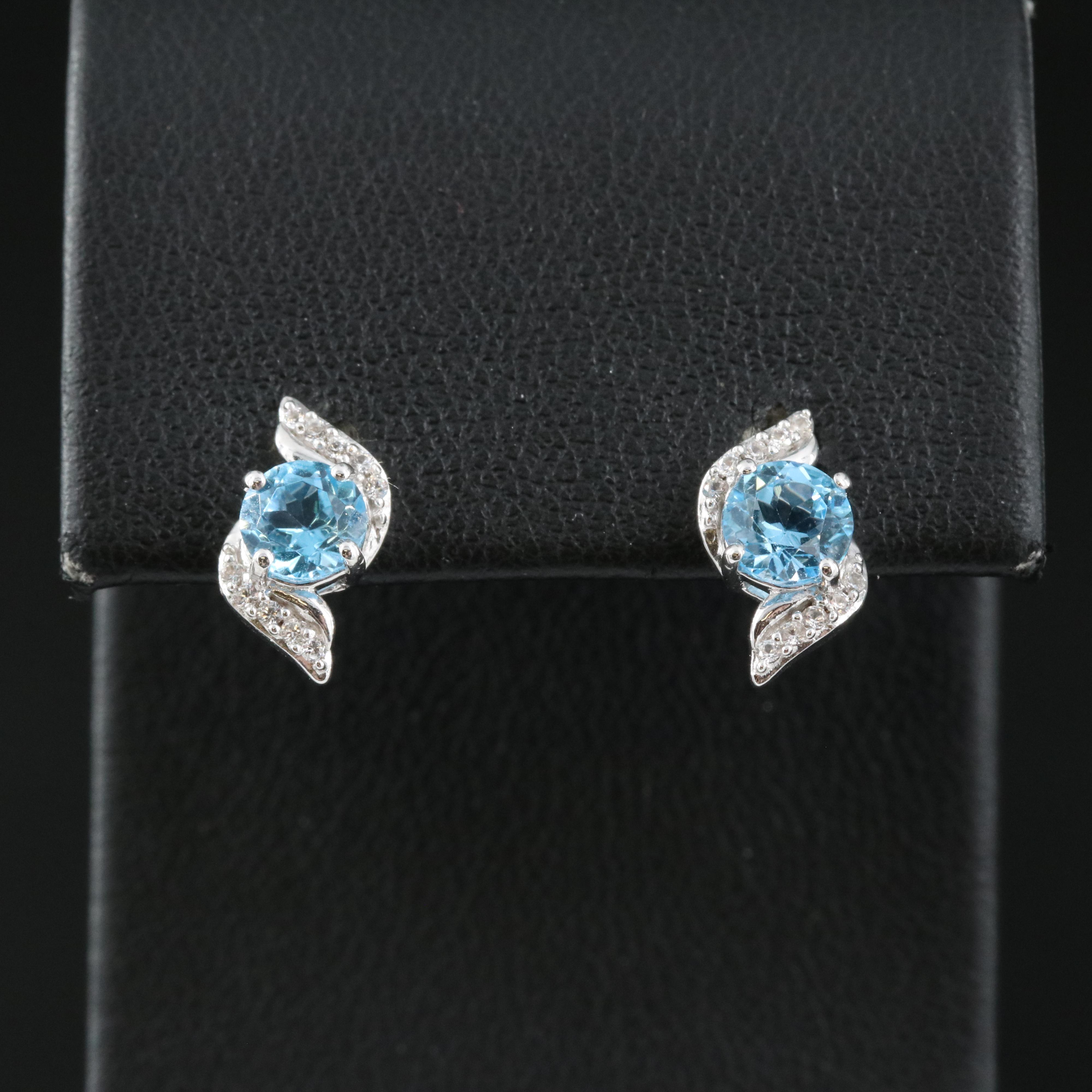 Sterling Silver Topaz and Sapphire Earrings