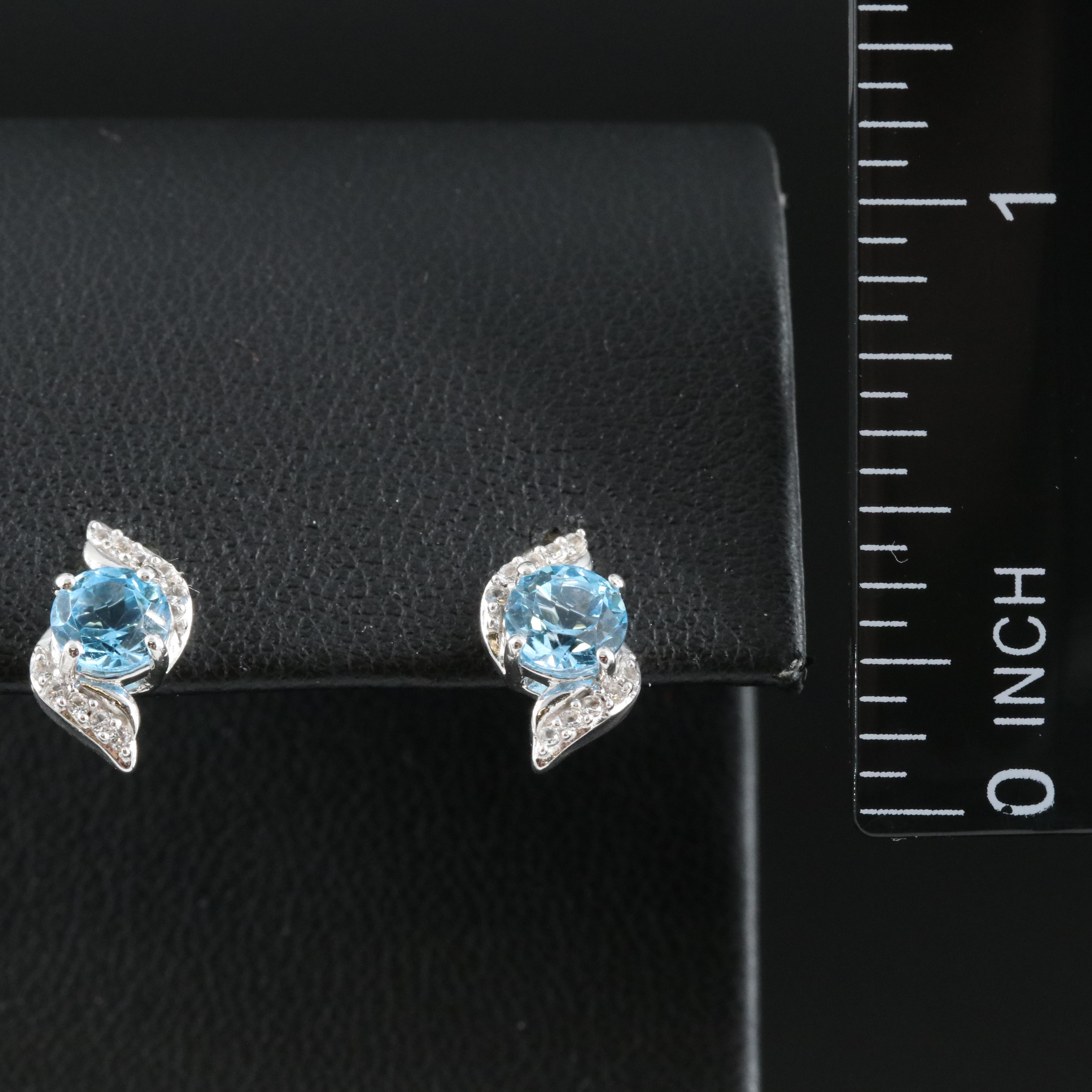 Sterling Silver Topaz and Sapphire Earrings