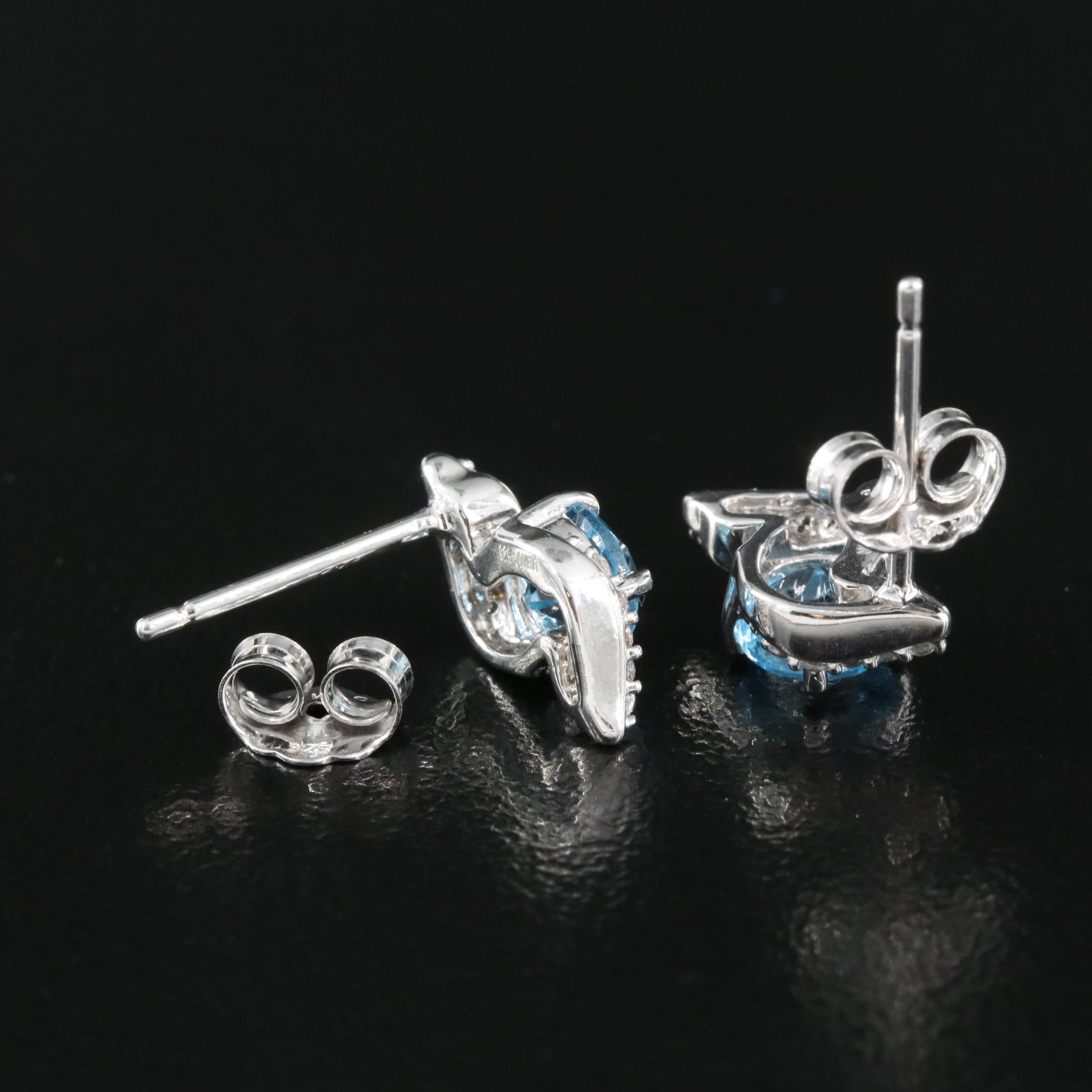 Sterling Silver Topaz and Sapphire Earrings