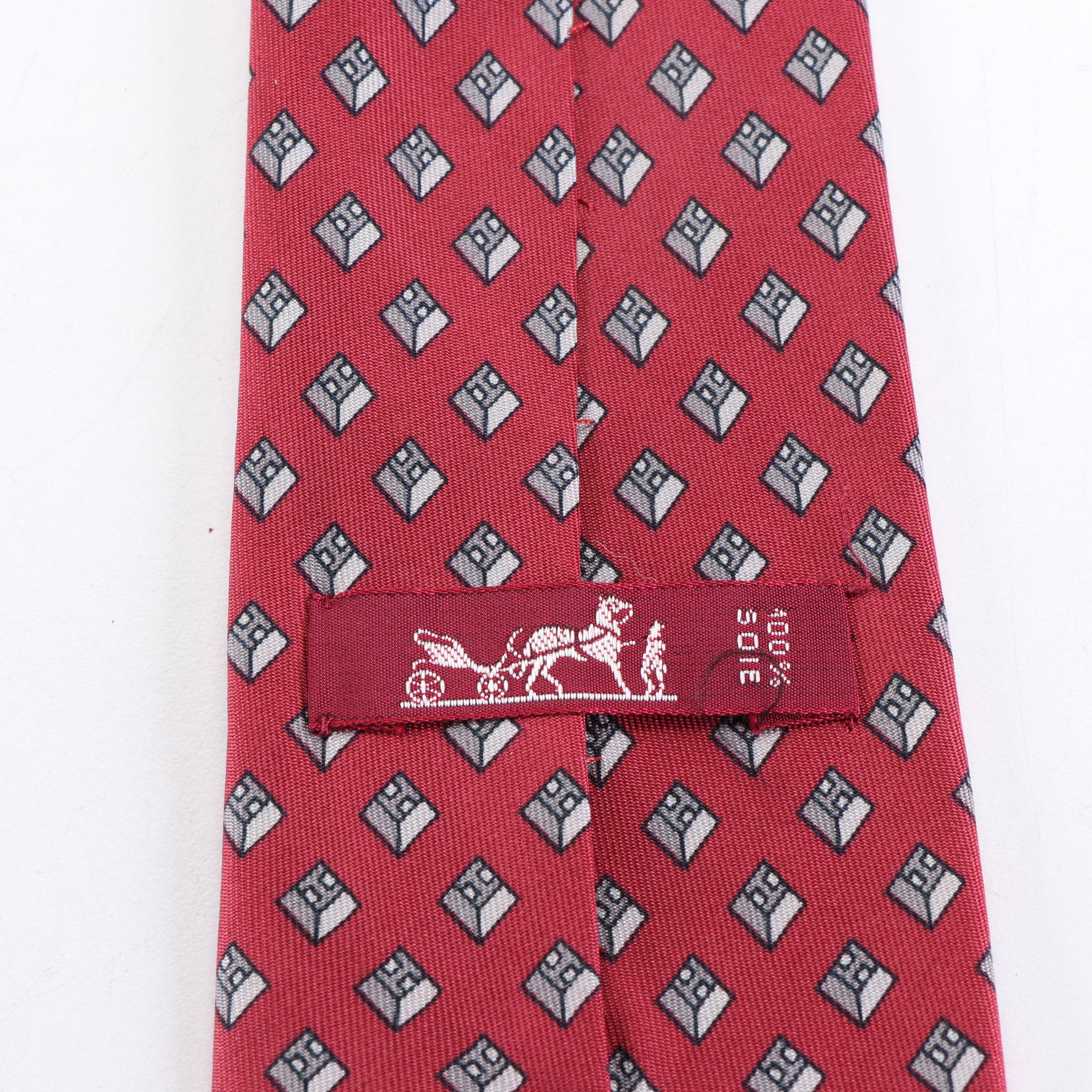 Hermès Patterned Hand-Stitched Silk Neckties
