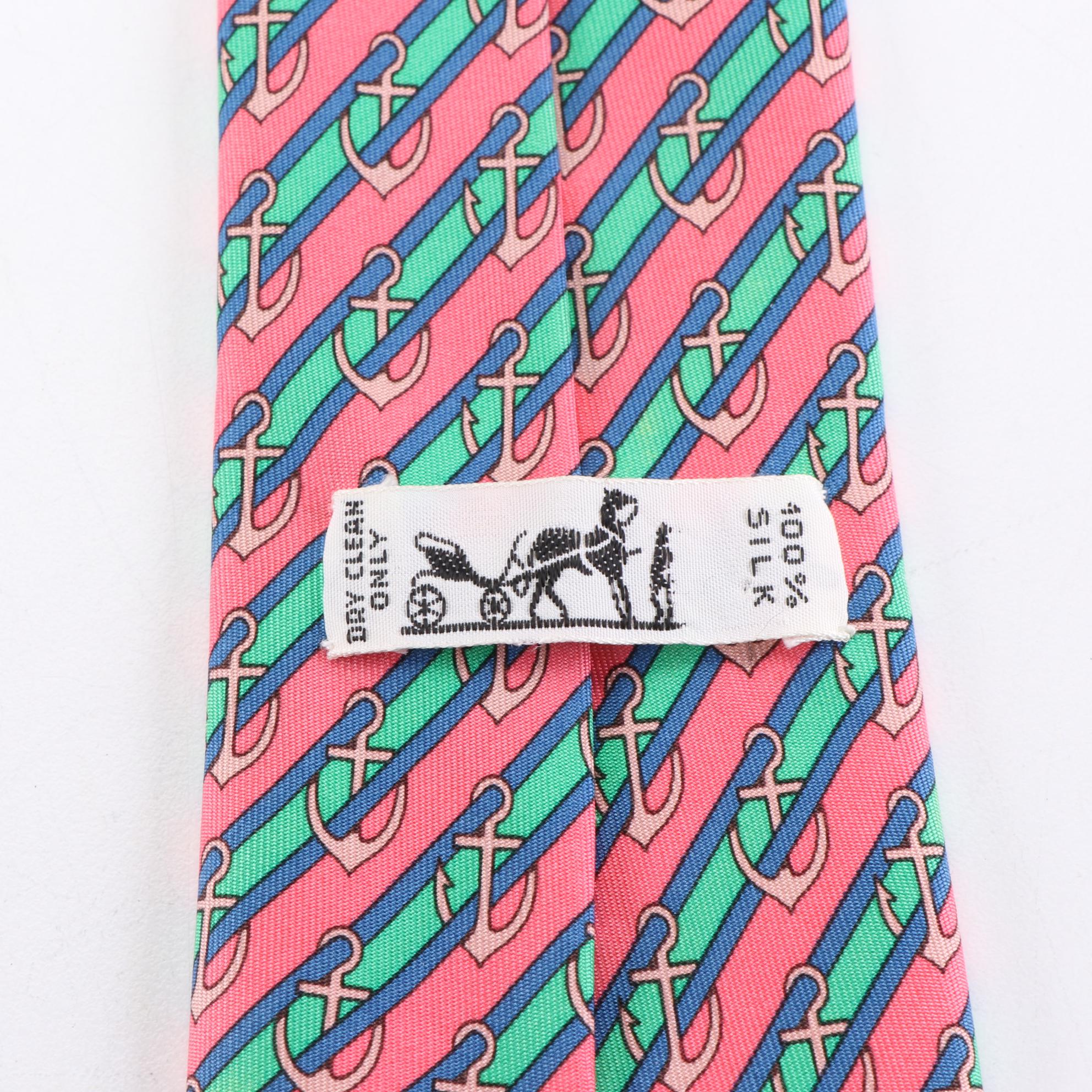 Hermès Patterned Hand-Stitched Silk Neckties