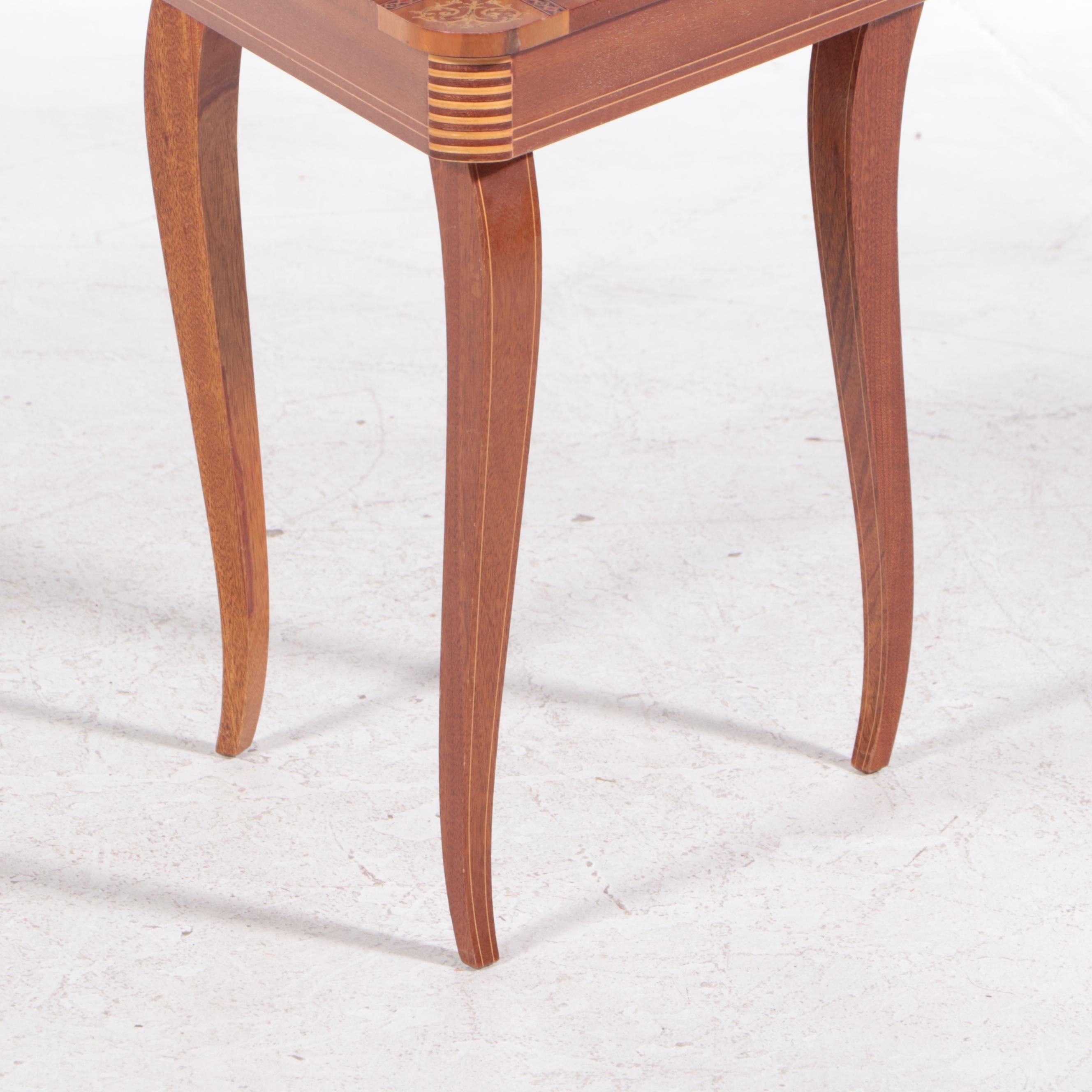Italian Sorrento Marquetry Side Table with Musical Movement