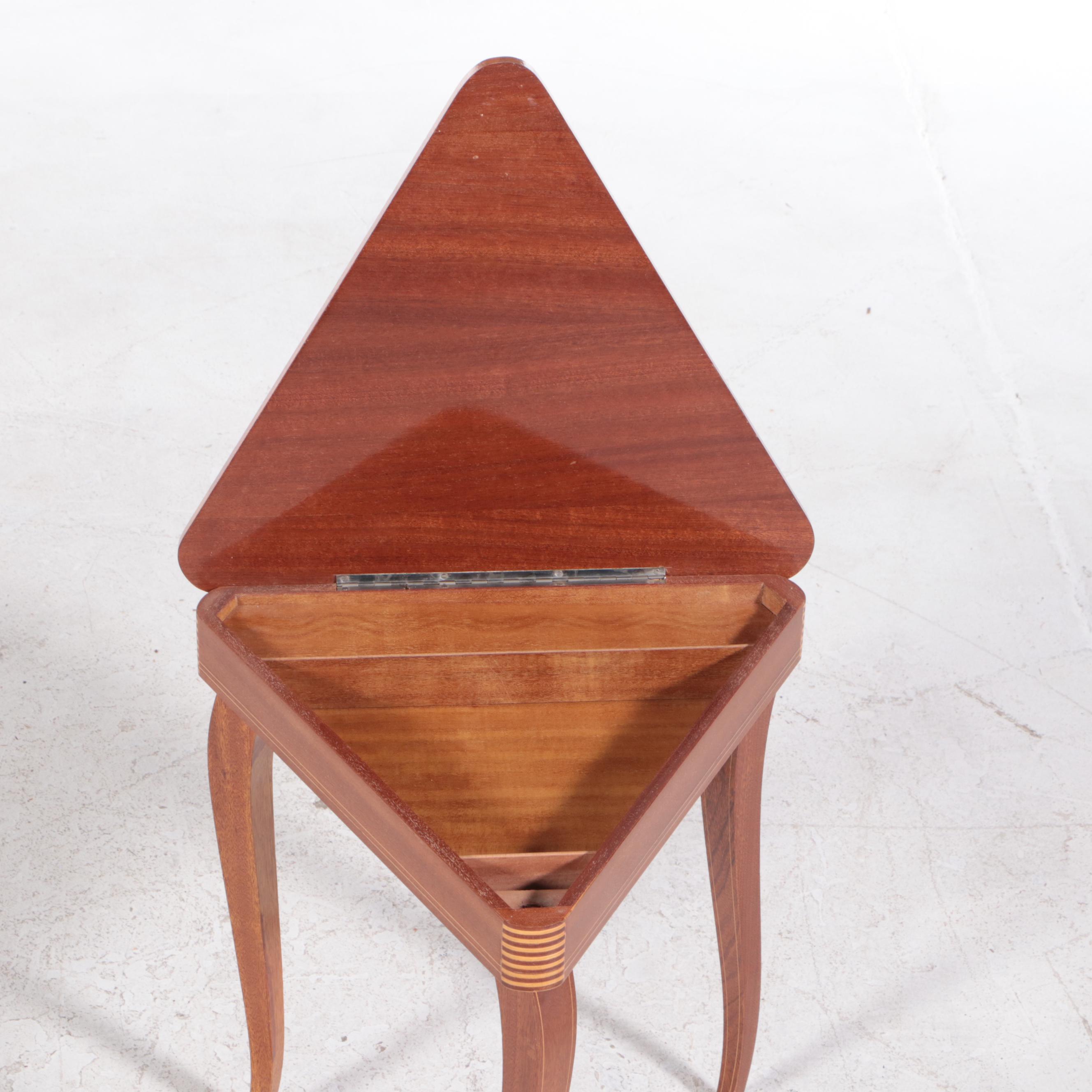 Italian Sorrento Marquetry Side Table with Musical Movement