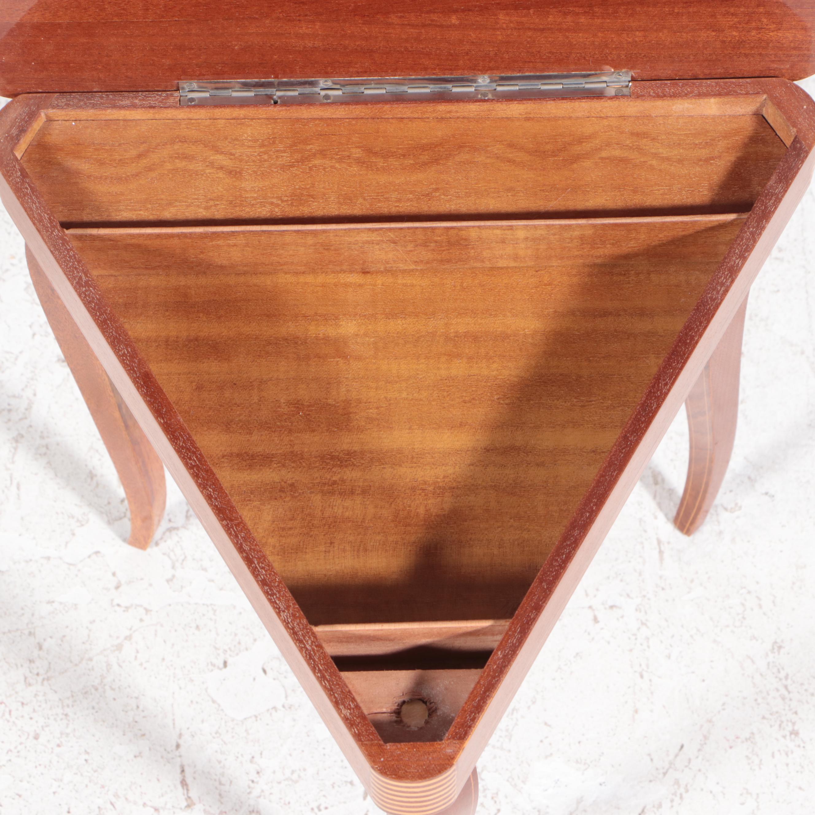 Italian Sorrento Marquetry Side Table with Musical Movement
