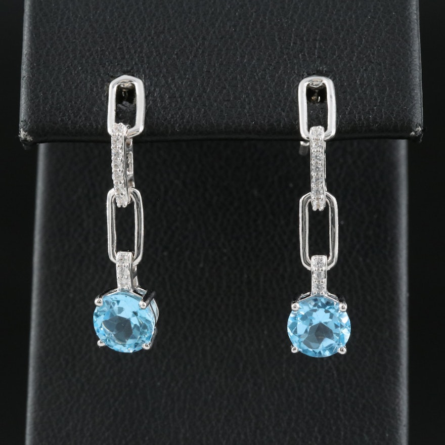 Sterling Sky Blue Topaz and White Sapphire Earrings