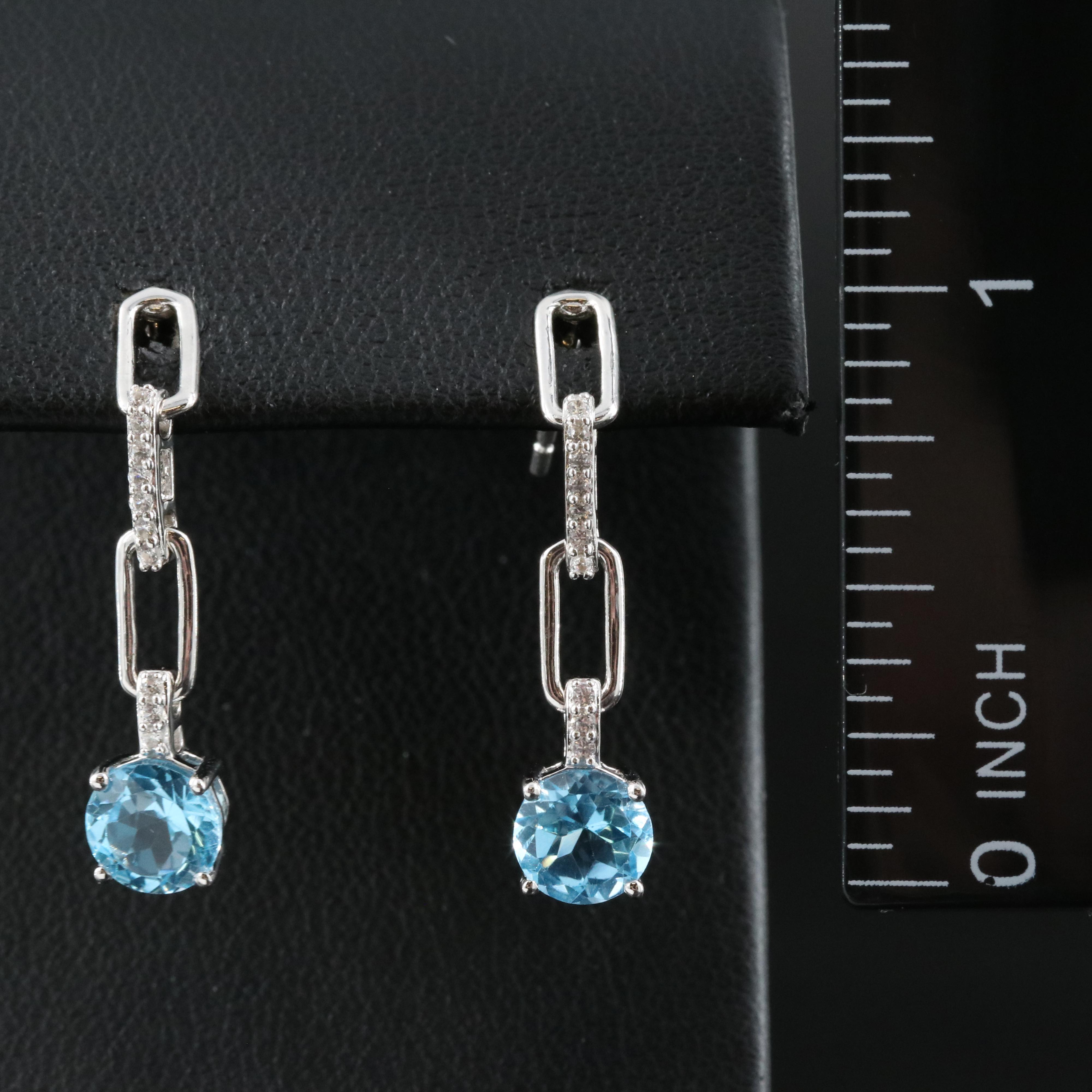 Sterling Sky Blue Topaz and White Sapphire Earrings