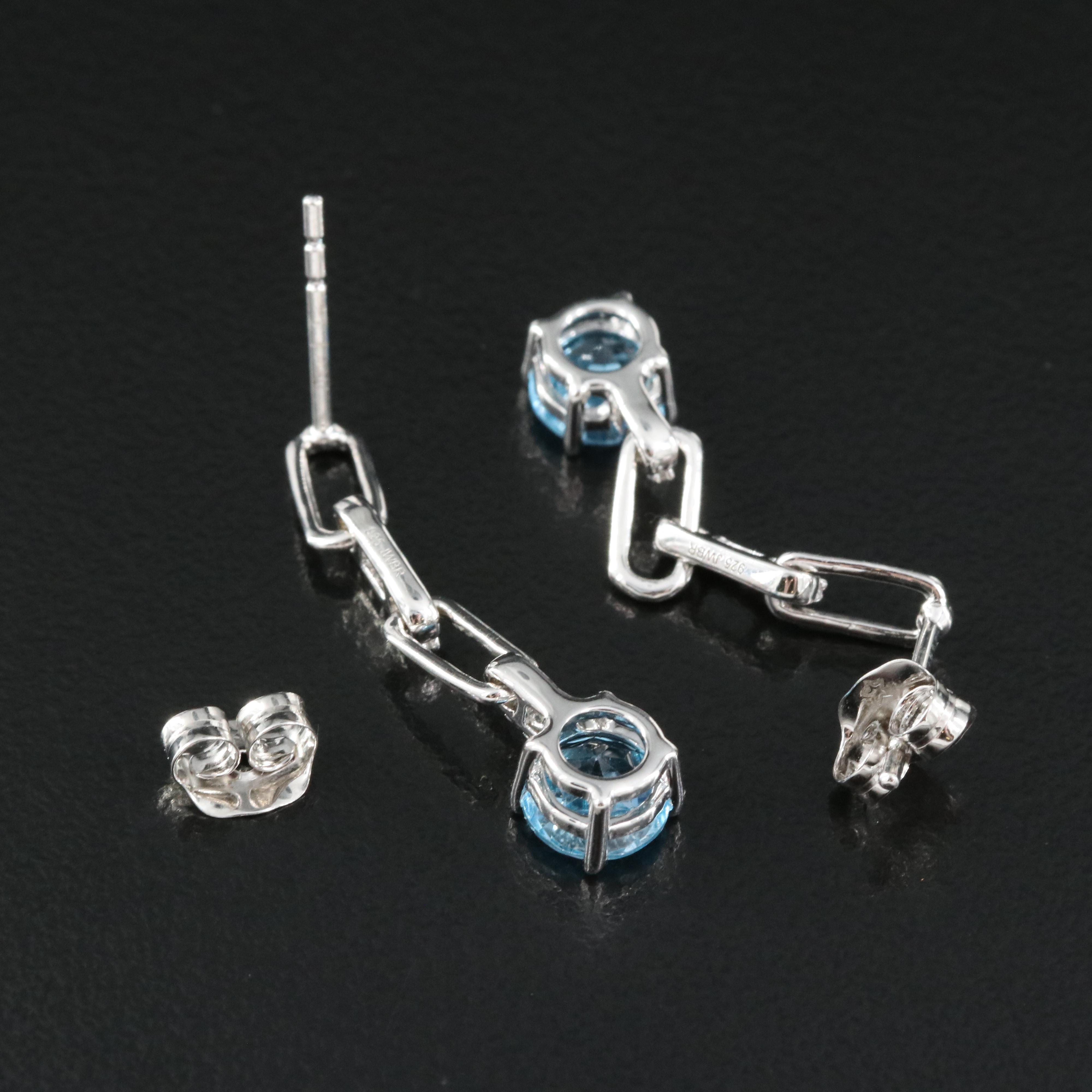 Sterling Sky Blue Topaz and White Sapphire Earrings