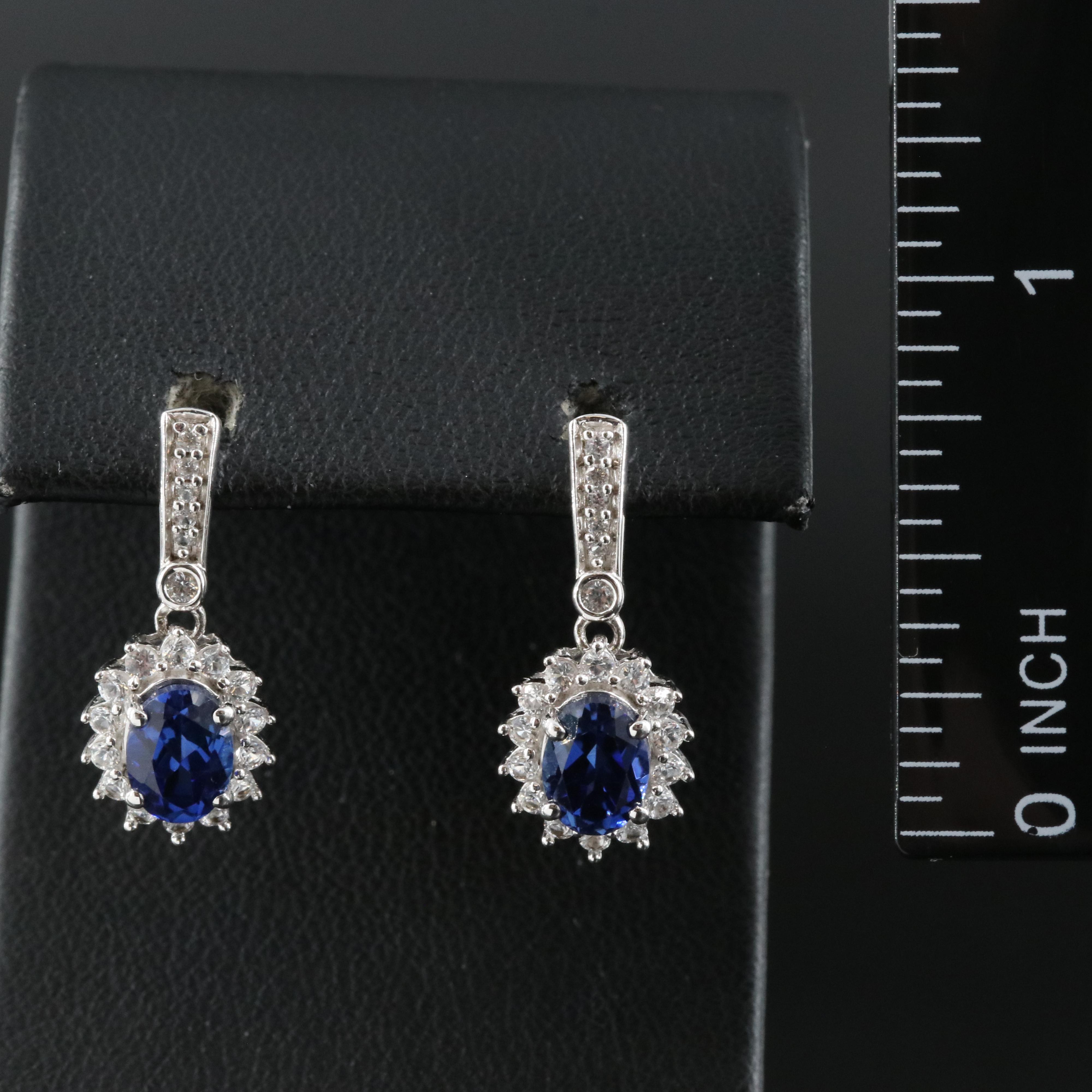 Sterling Sapphire and White Sapphire Earrings