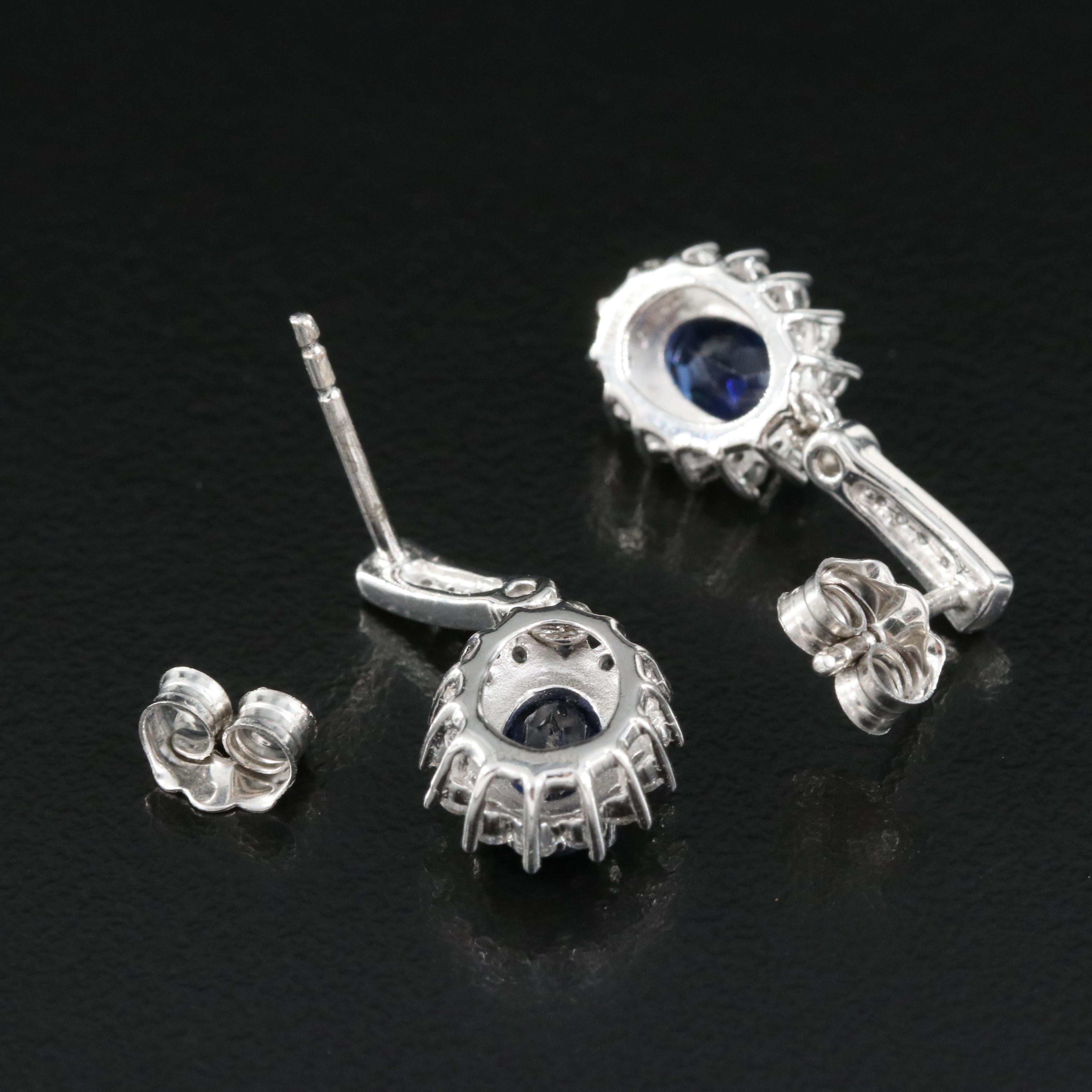 Sterling Sapphire and White Sapphire Earrings
