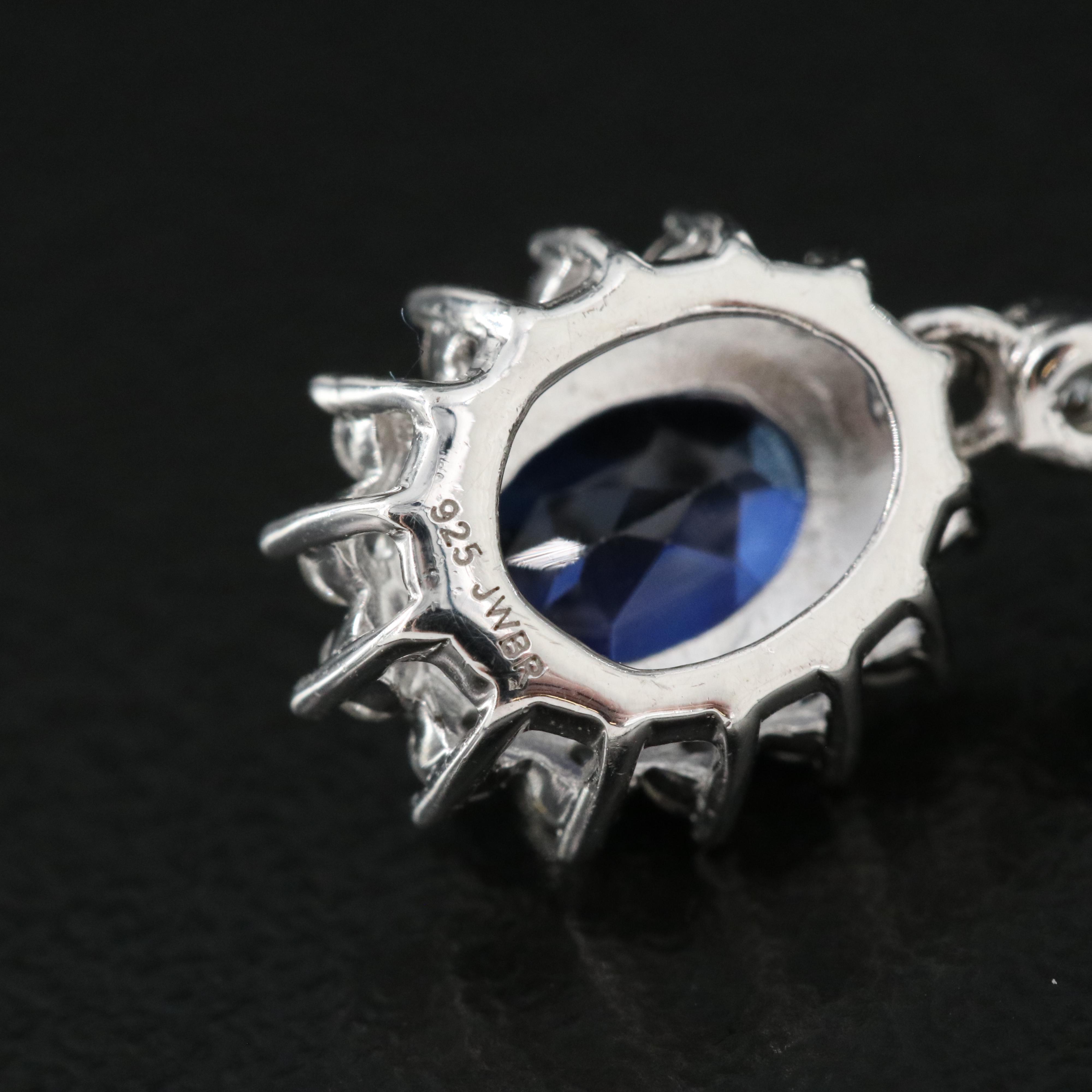 Sterling Sapphire and White Sapphire Earrings