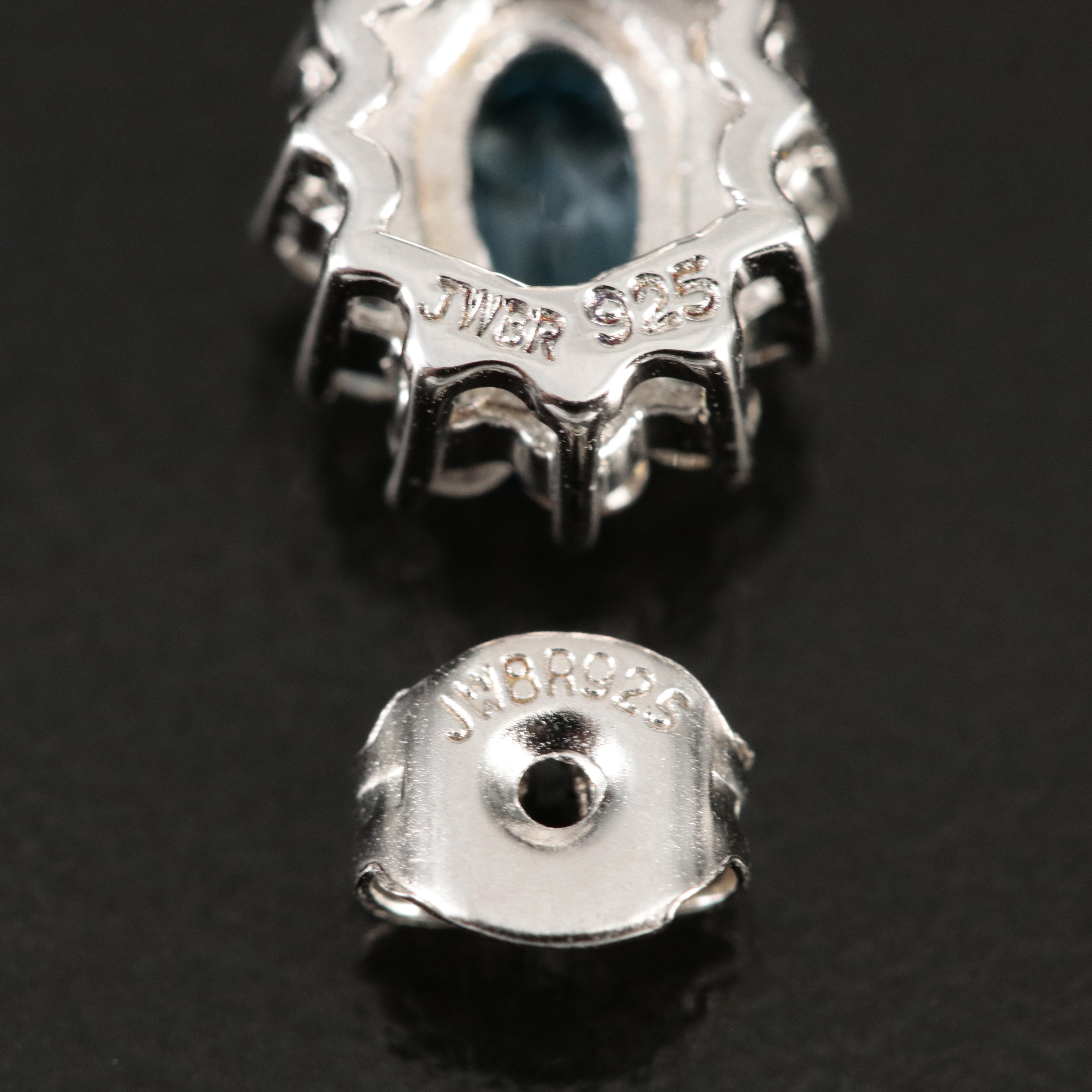 Sterling Silver Topaz and Sapphire Halo Earrings