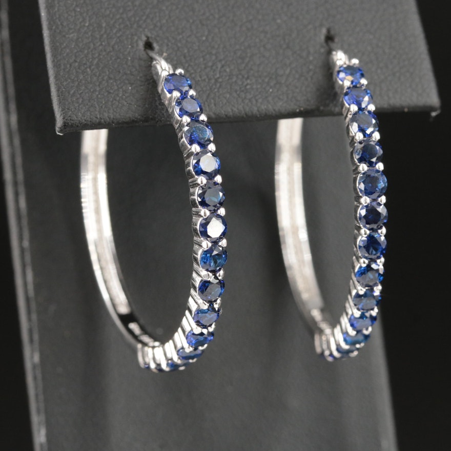 Sterling Sapphire Hoop Earrings