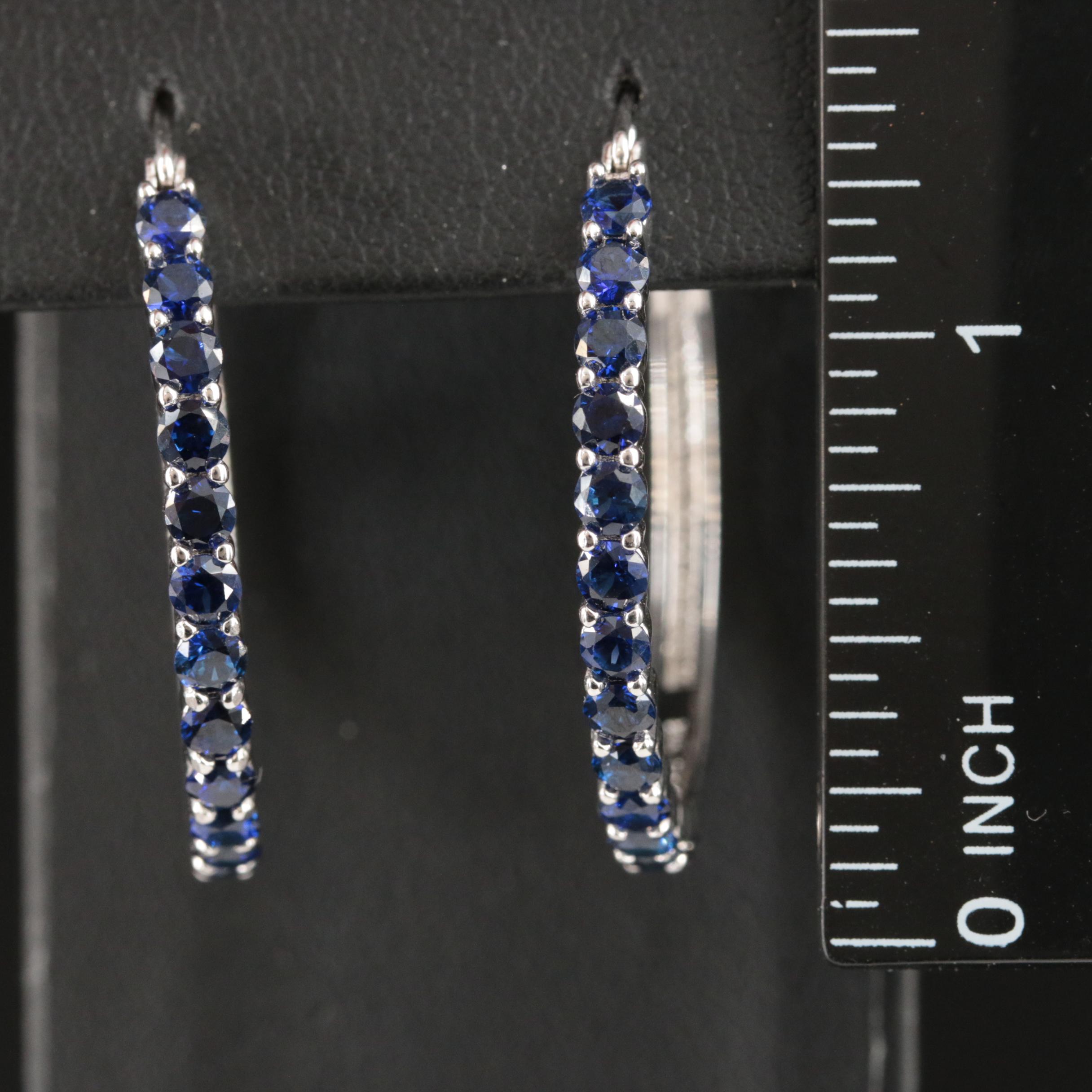 Sterling Sapphire Hoop Earrings