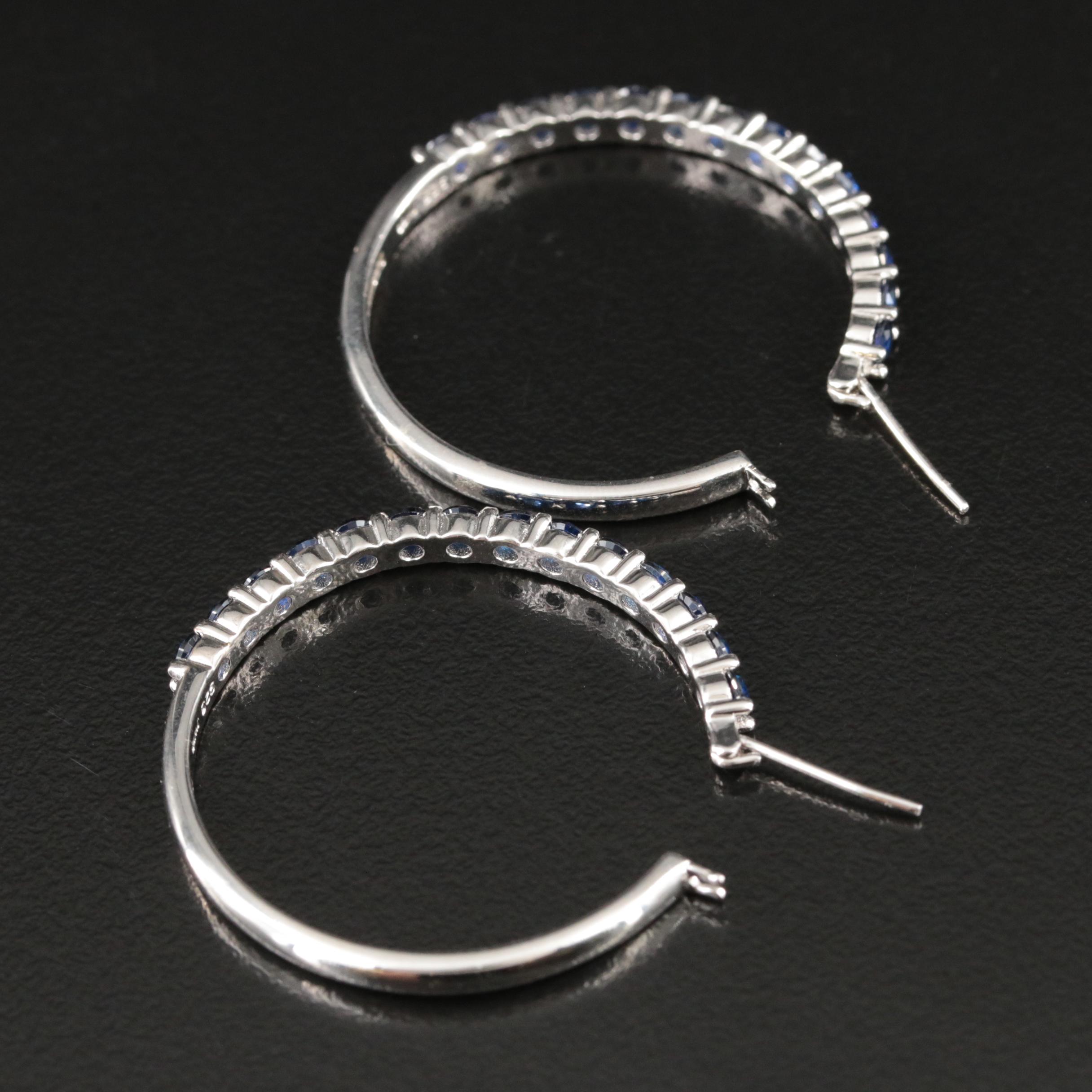 Sterling Sapphire Hoop Earrings