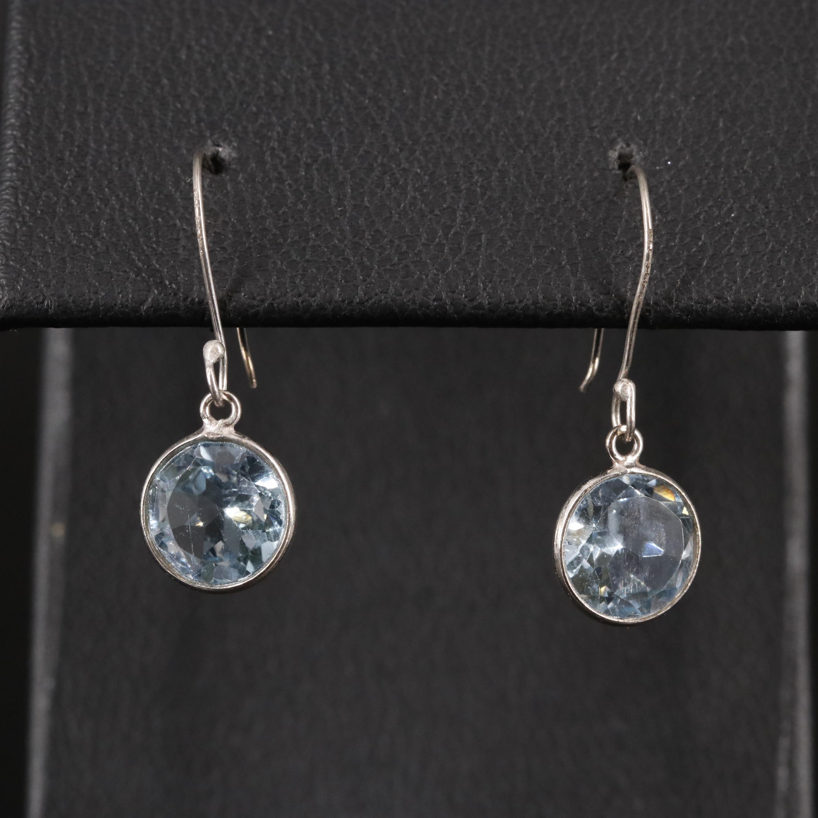 14K Blue topaz Drop Earrings