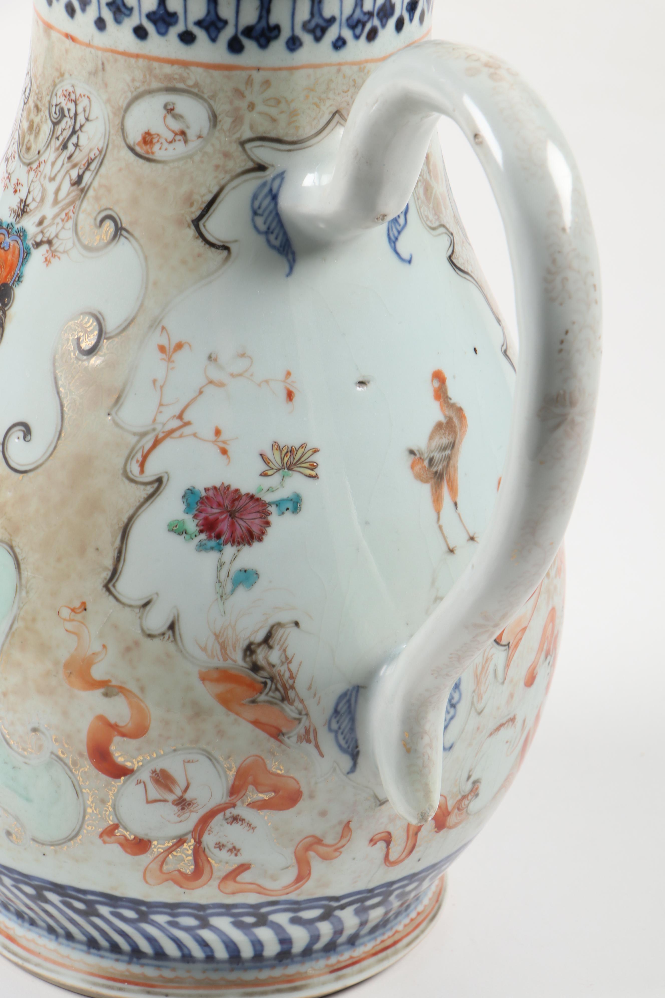 Chinese Export Porcelain Nanking Border Famille Rose Coffee Pot