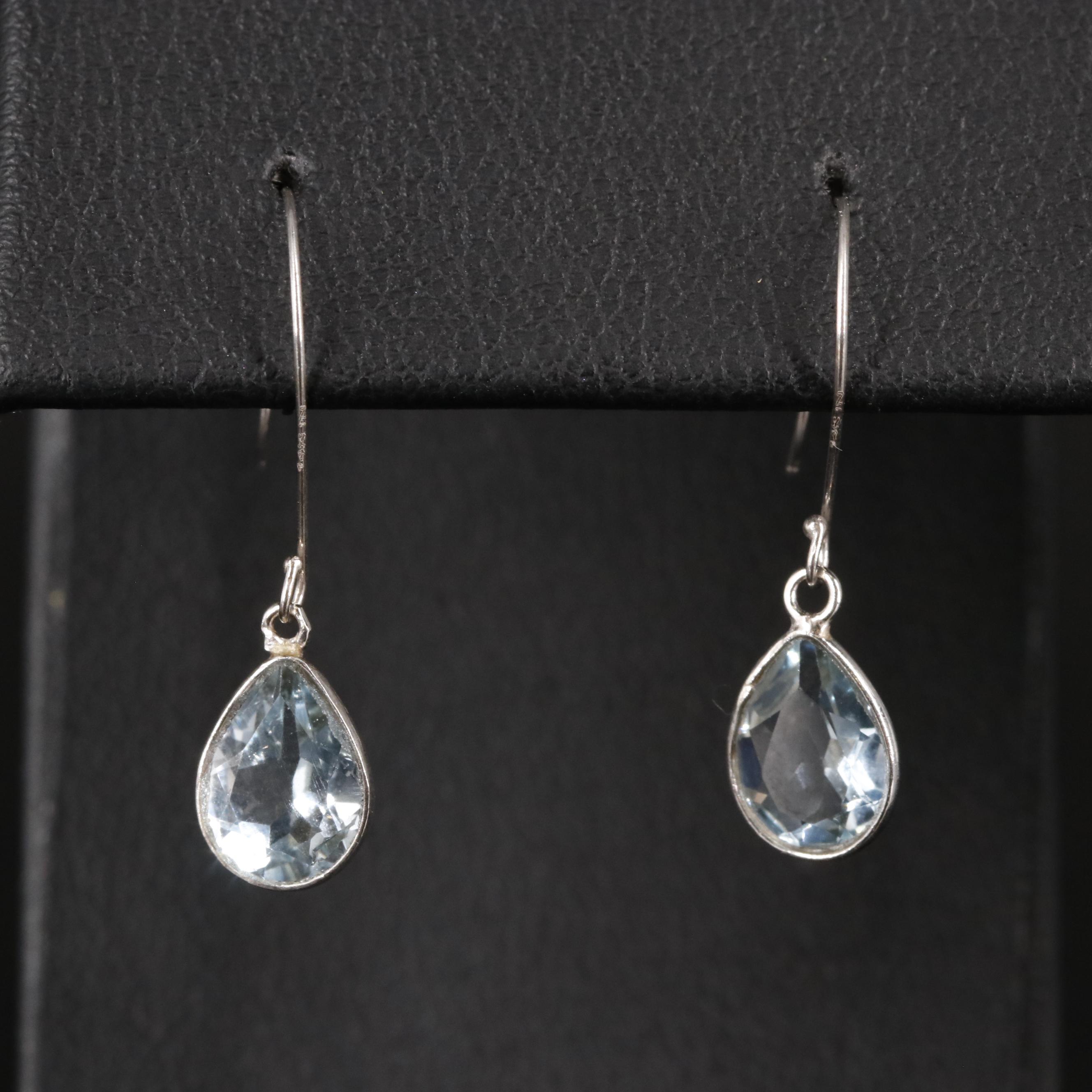 14K Blue Topaz Drop Earrings