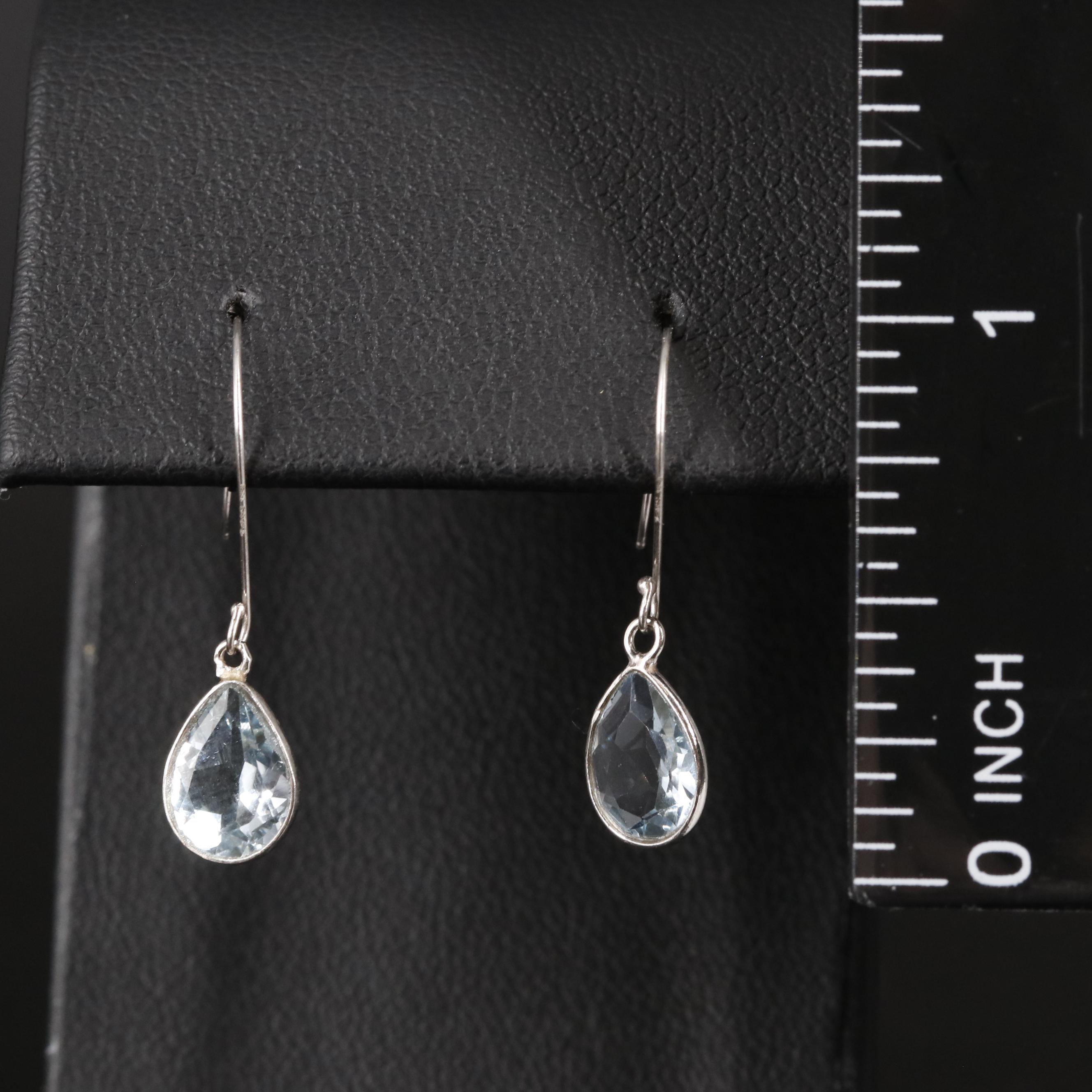 14K Blue Topaz Drop Earrings