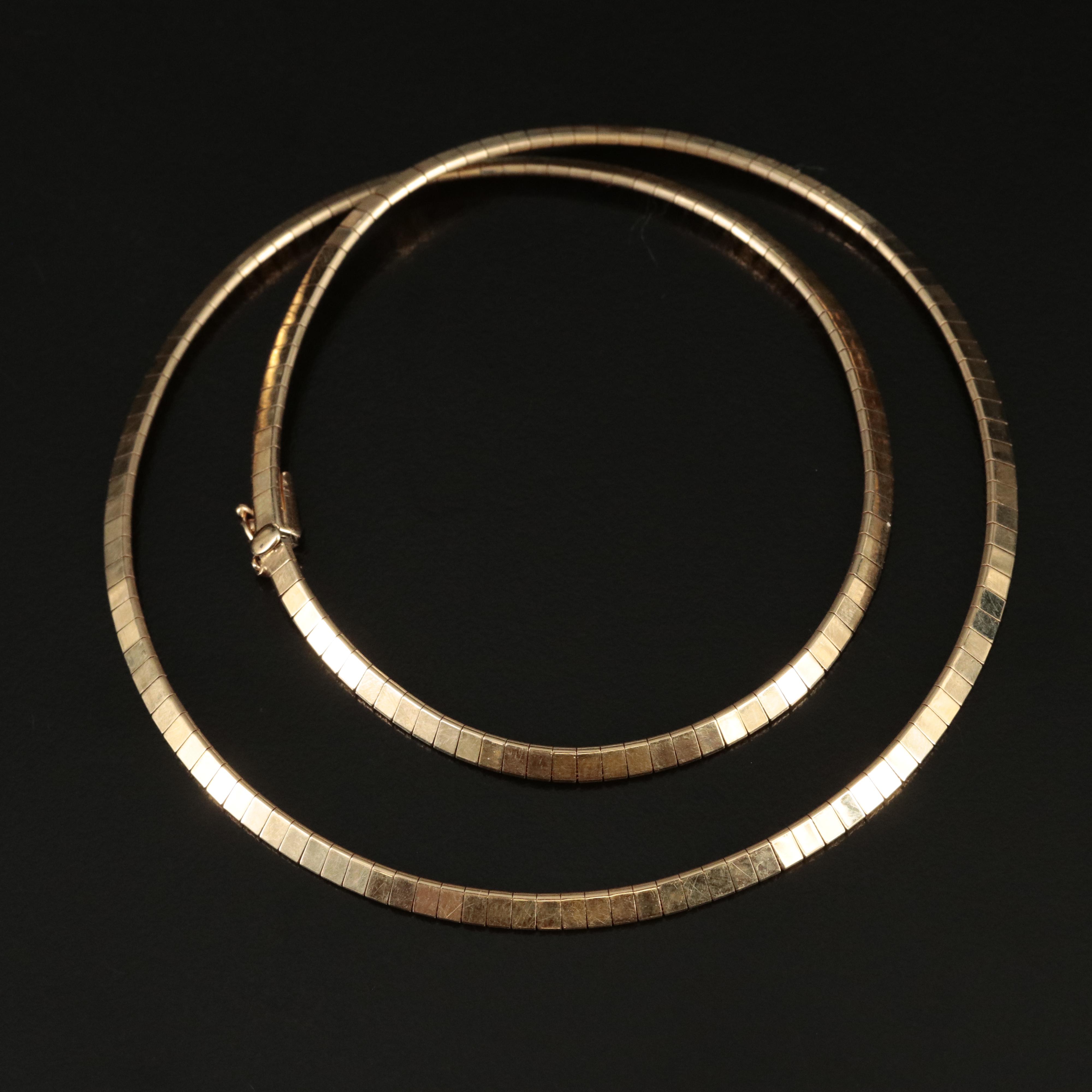 Italian 14K Omega Chain Necklace