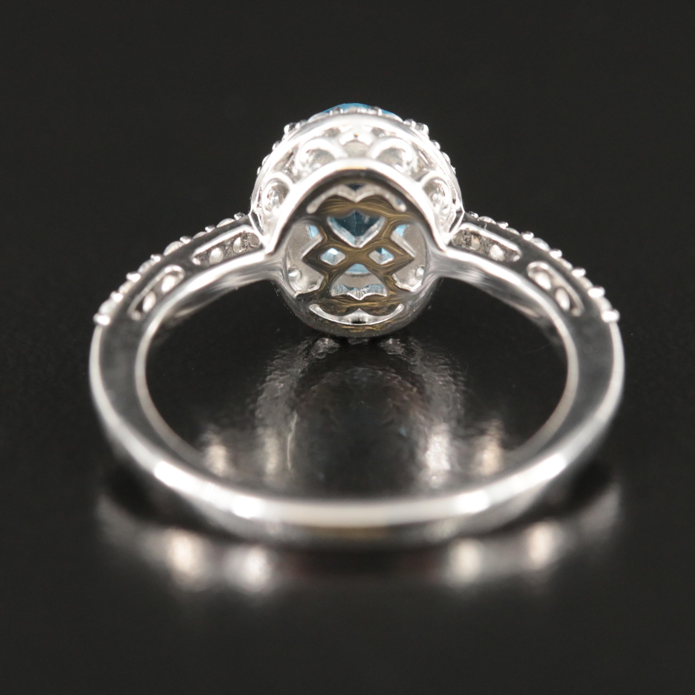 Swiss Blue Topaz and White Sapphire Sterling Ring