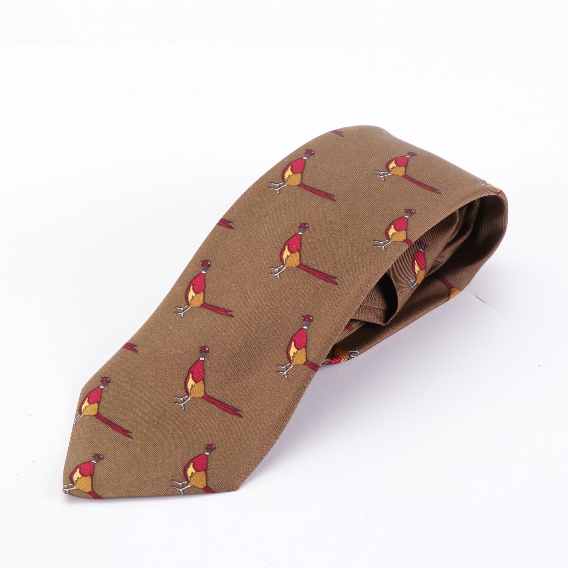 Hermès Patterned Hand-Stitched Silk Twill Neckties