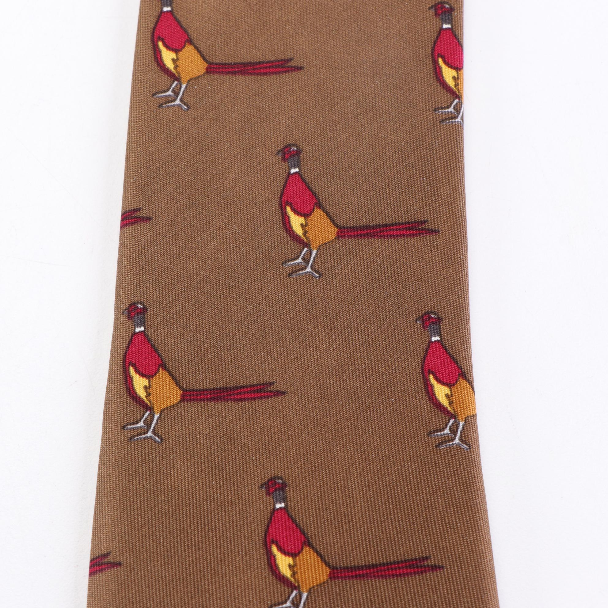 Hermès Patterned Hand-Stitched Silk Twill Neckties