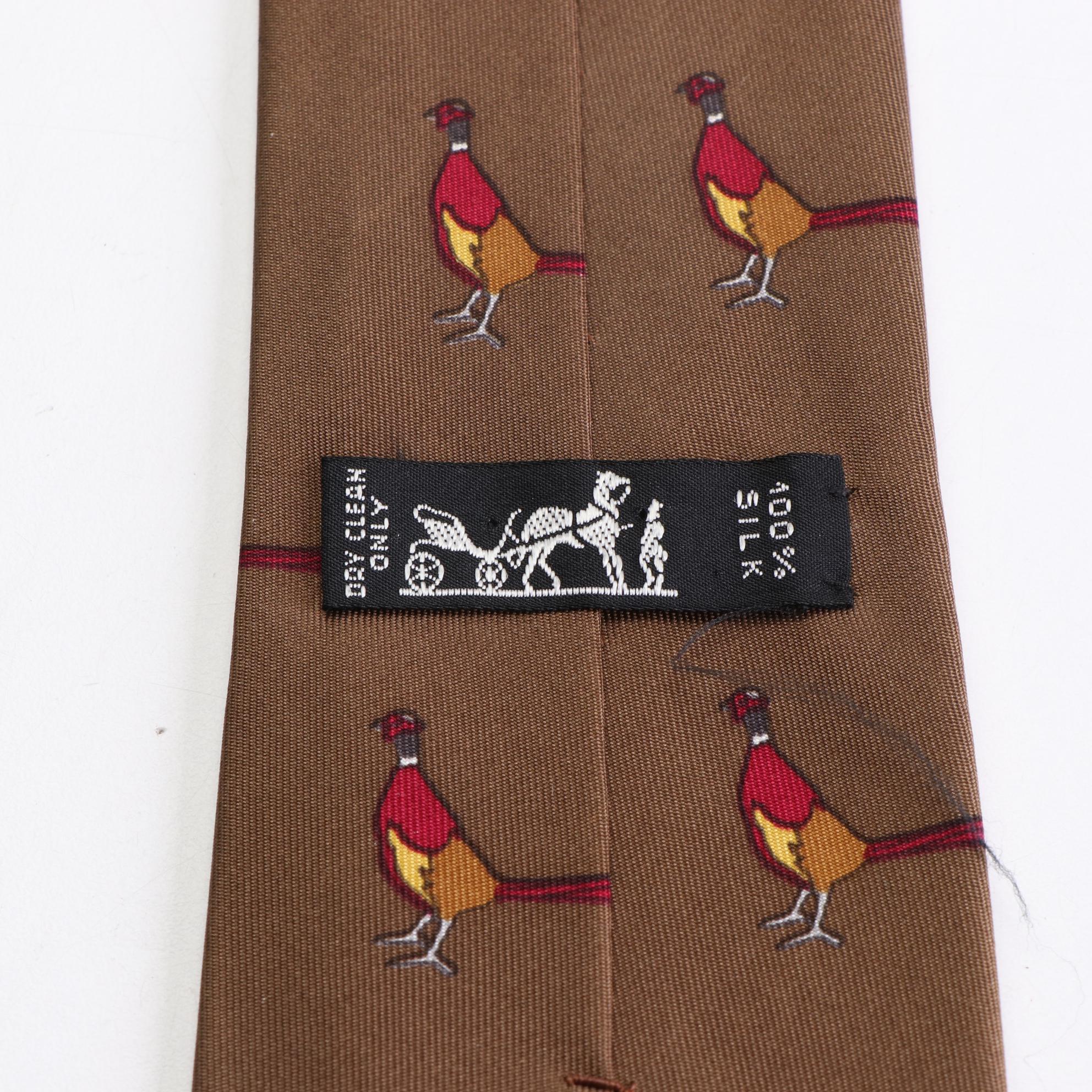 Hermès Patterned Hand-Stitched Silk Twill Neckties