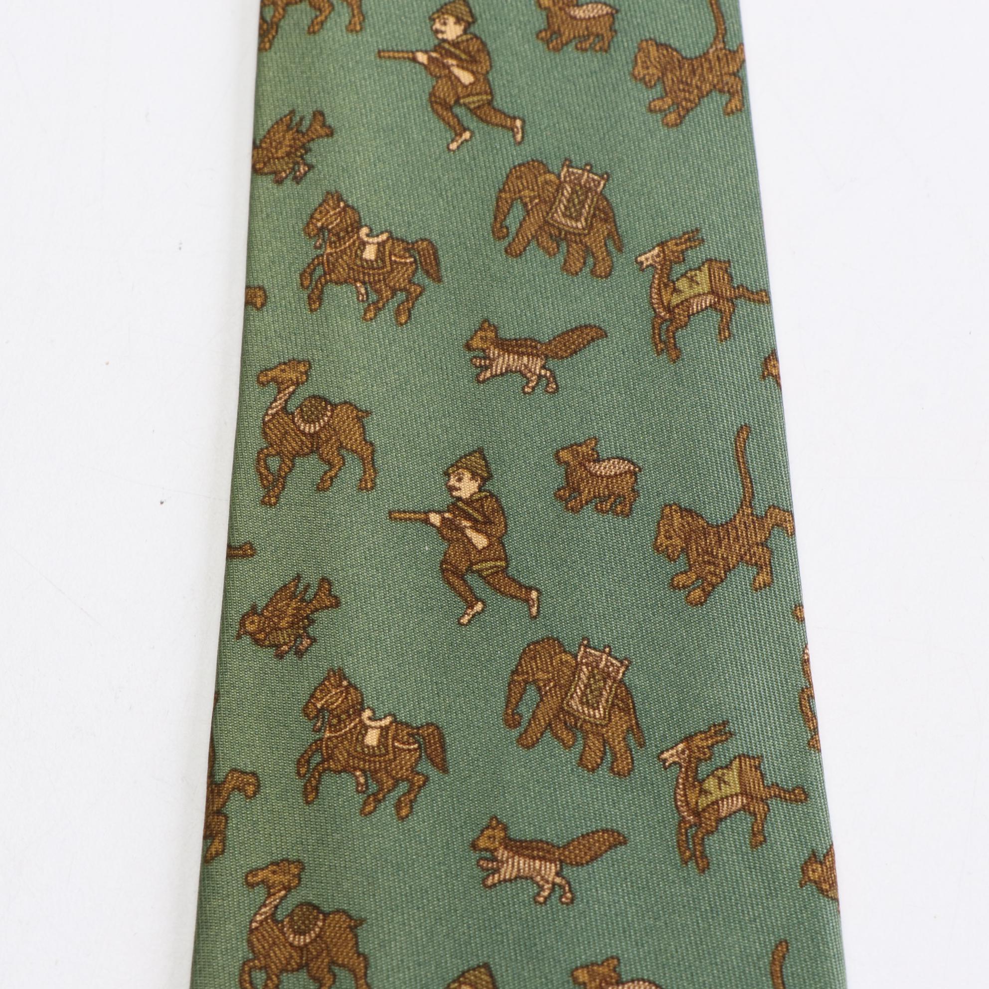 Hermès Patterned Hand-Stitched Silk Twill Neckties