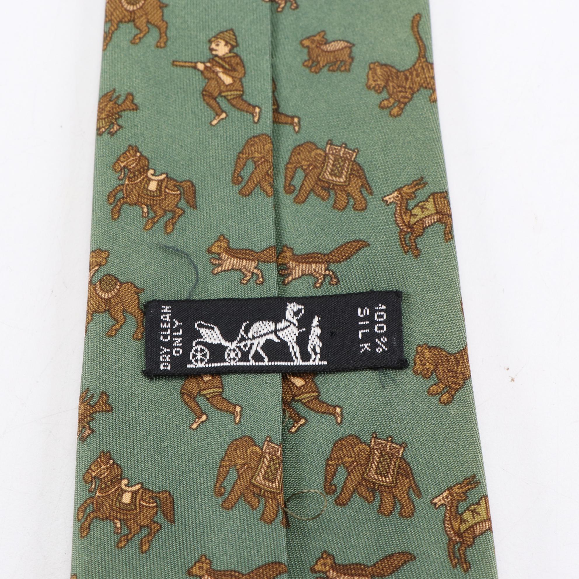 Hermès Patterned Hand-Stitched Silk Twill Neckties