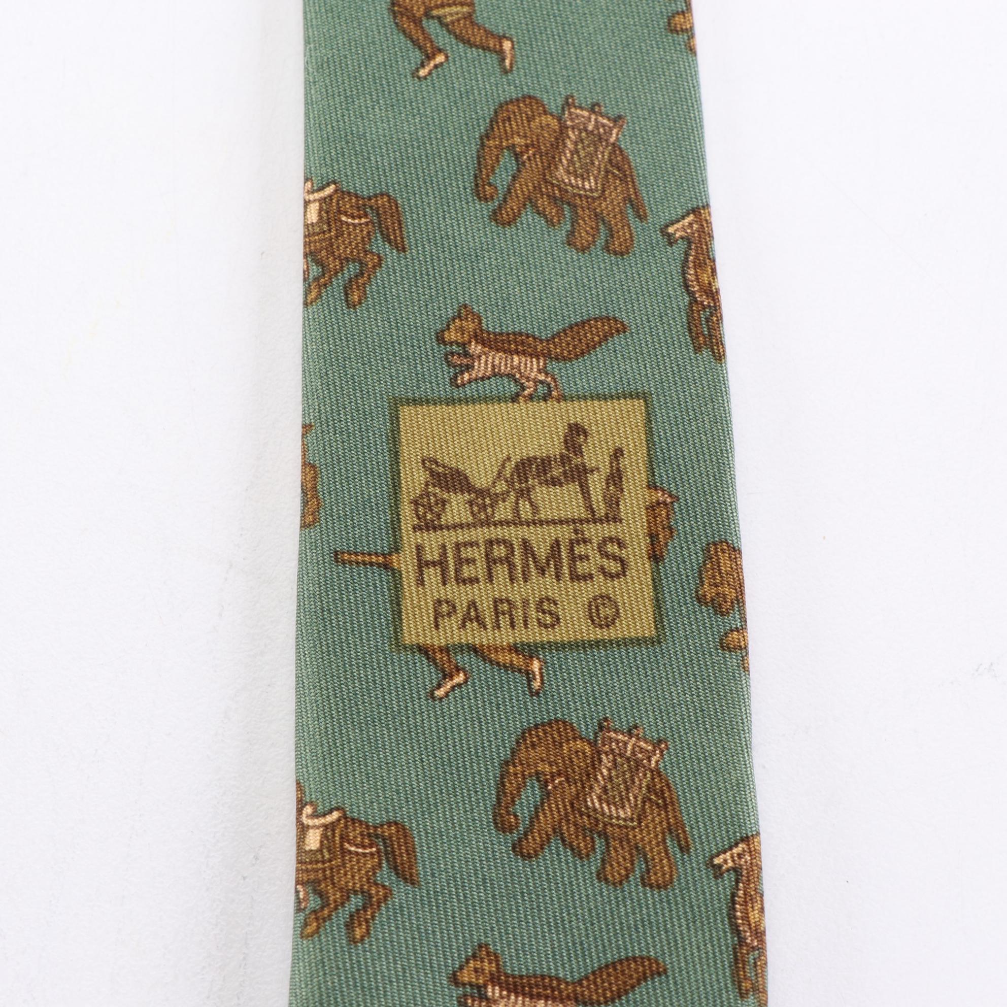 Hermès Patterned Hand-Stitched Silk Twill Neckties